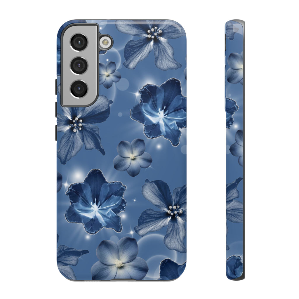 Blue Floral Tough Phone Case — Protective Blossom Design