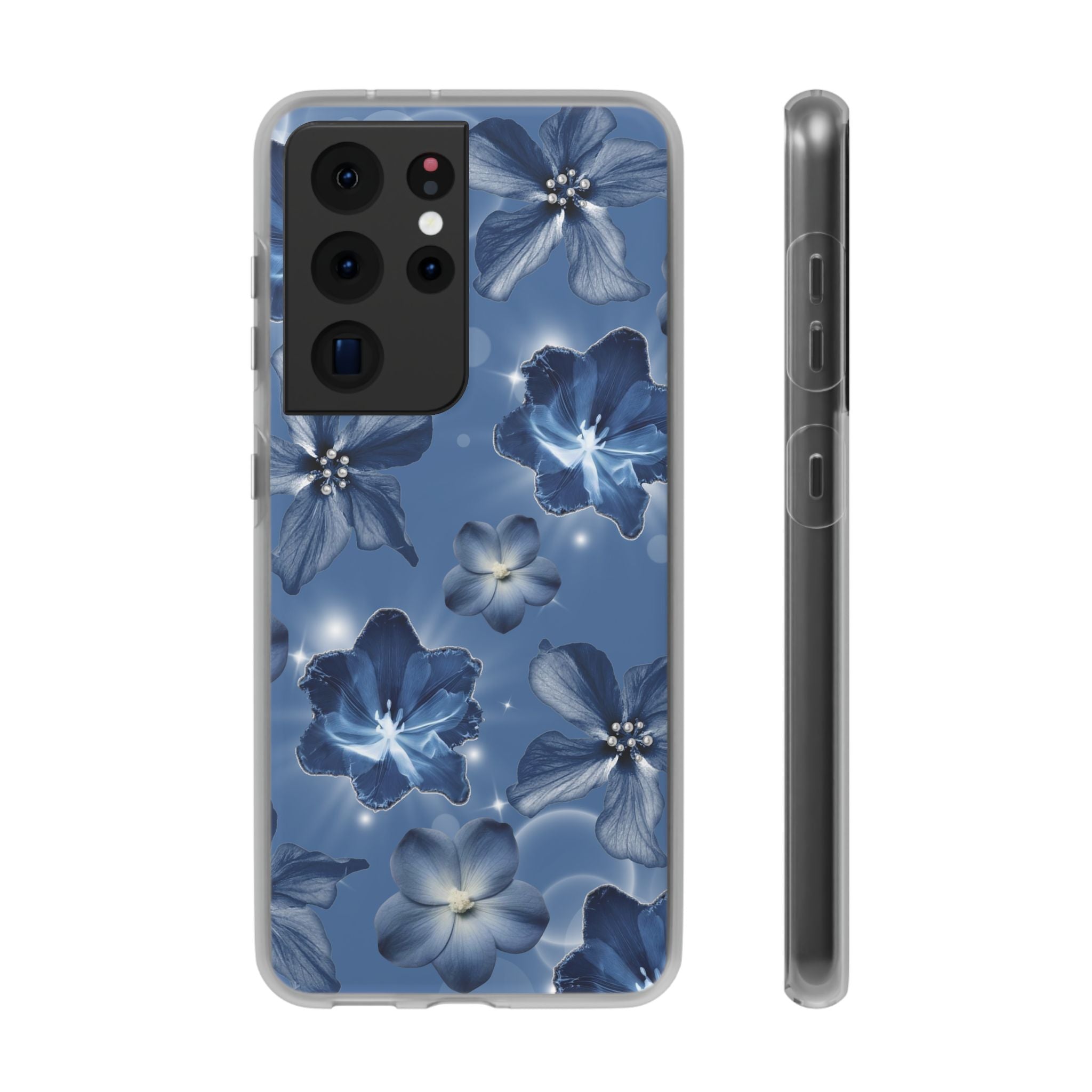 Blue Floral Phone Case — Soft Blue Blossoms Pattern for iPhone