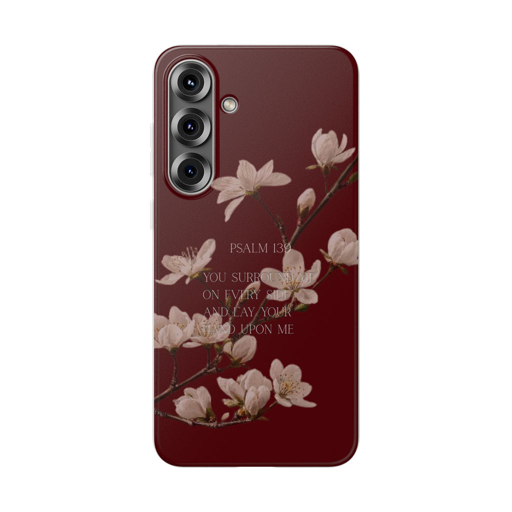 Floral Psalm Phone Case — Psalm 139 Scripture Cherry Blossom iPhone Cover