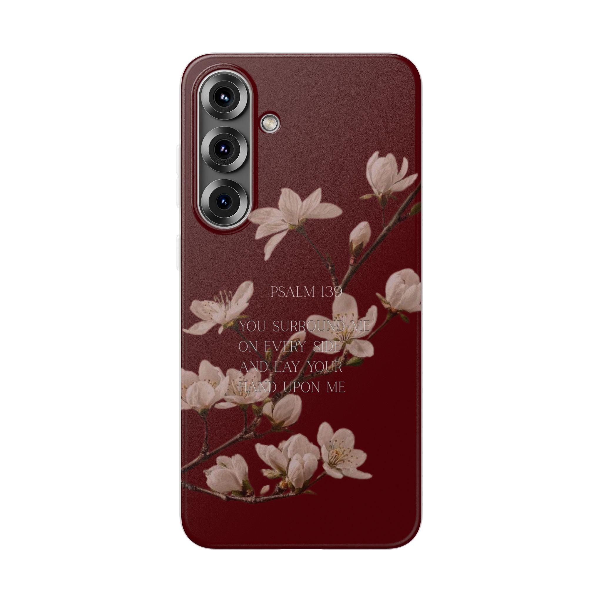 Floral Psalm Phone Case — Psalm 139 Scripture Cherry Blossom iPhone Cover