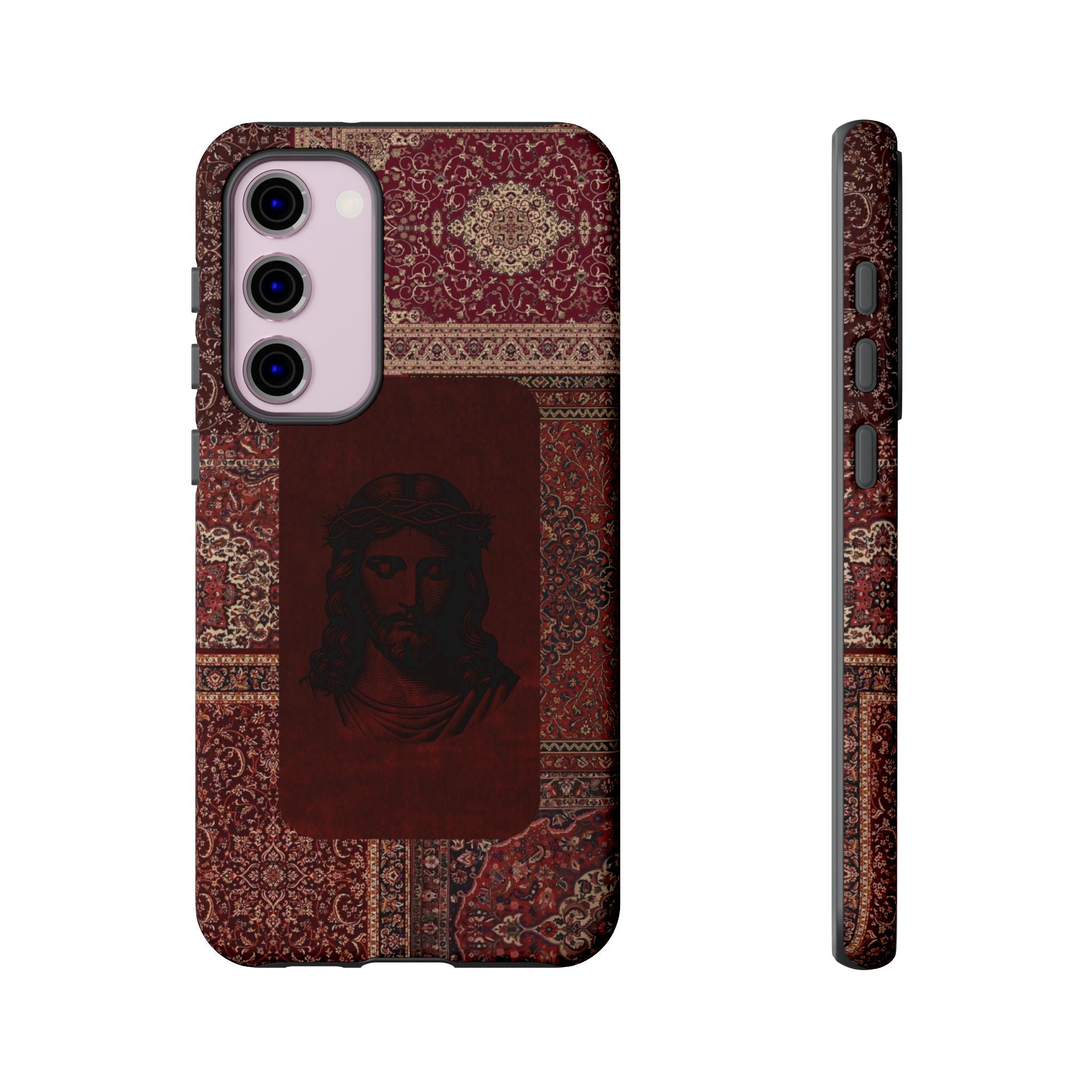 Religious Vintage Rug Phone Case — Jesus Portrait Tough Case