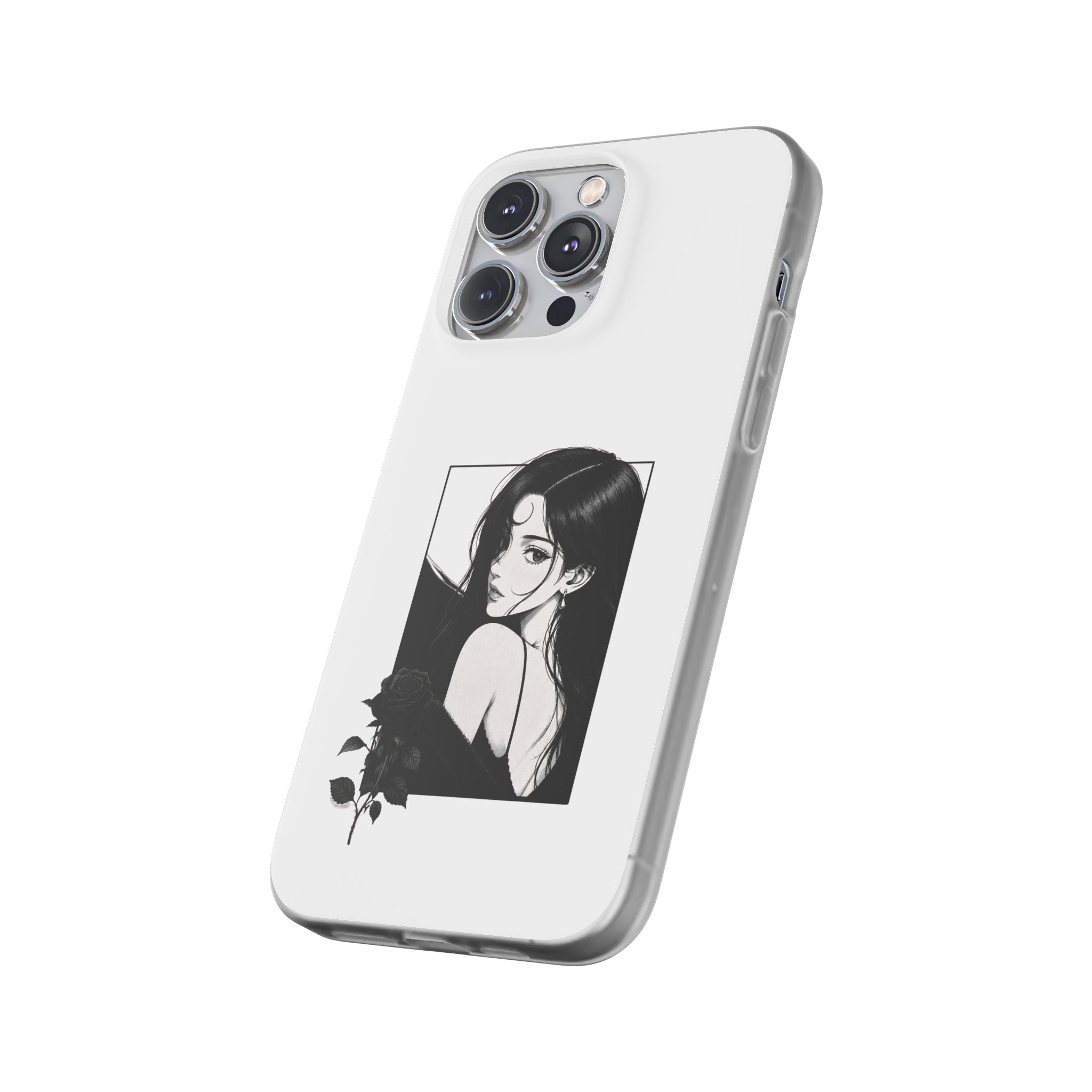 Anime Girl Noir Black Rose Illustration Flexi Case