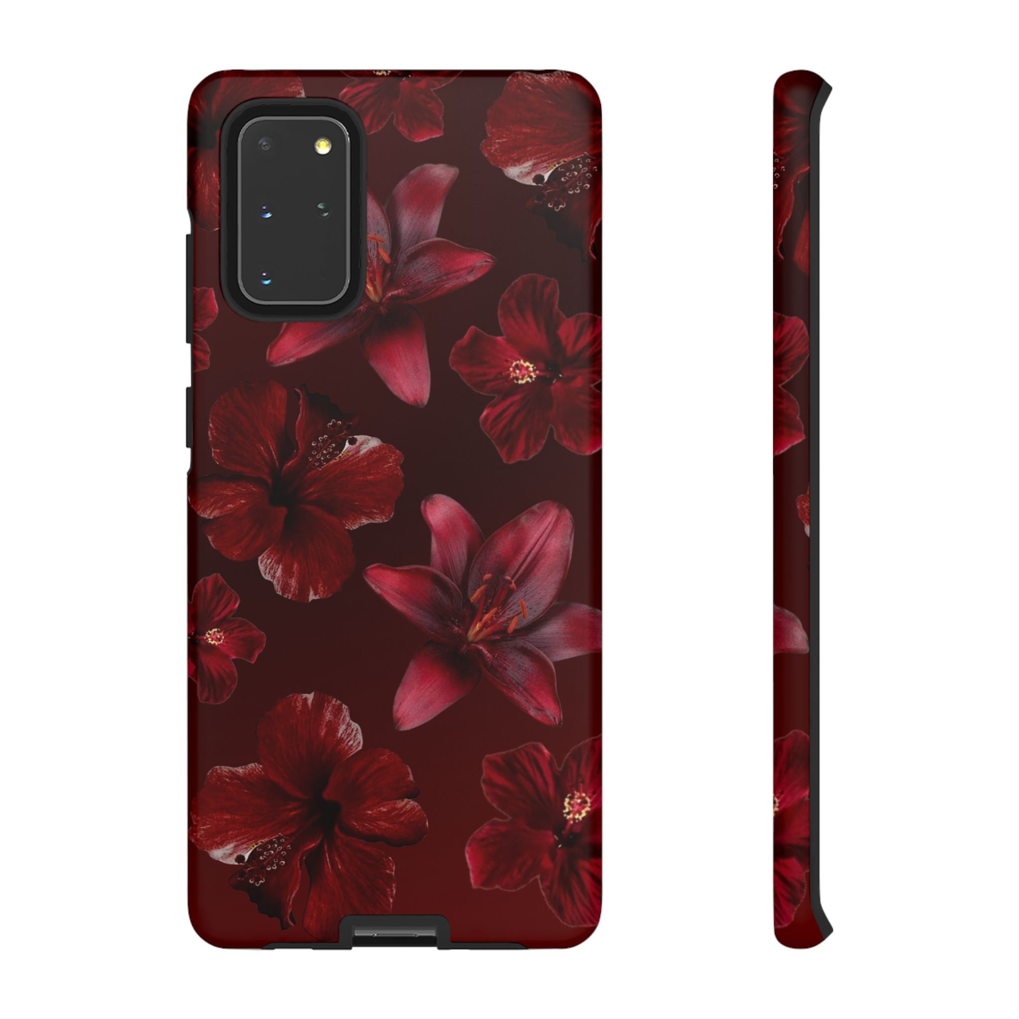 Tough Cases - Dark Red Floral Phone Case