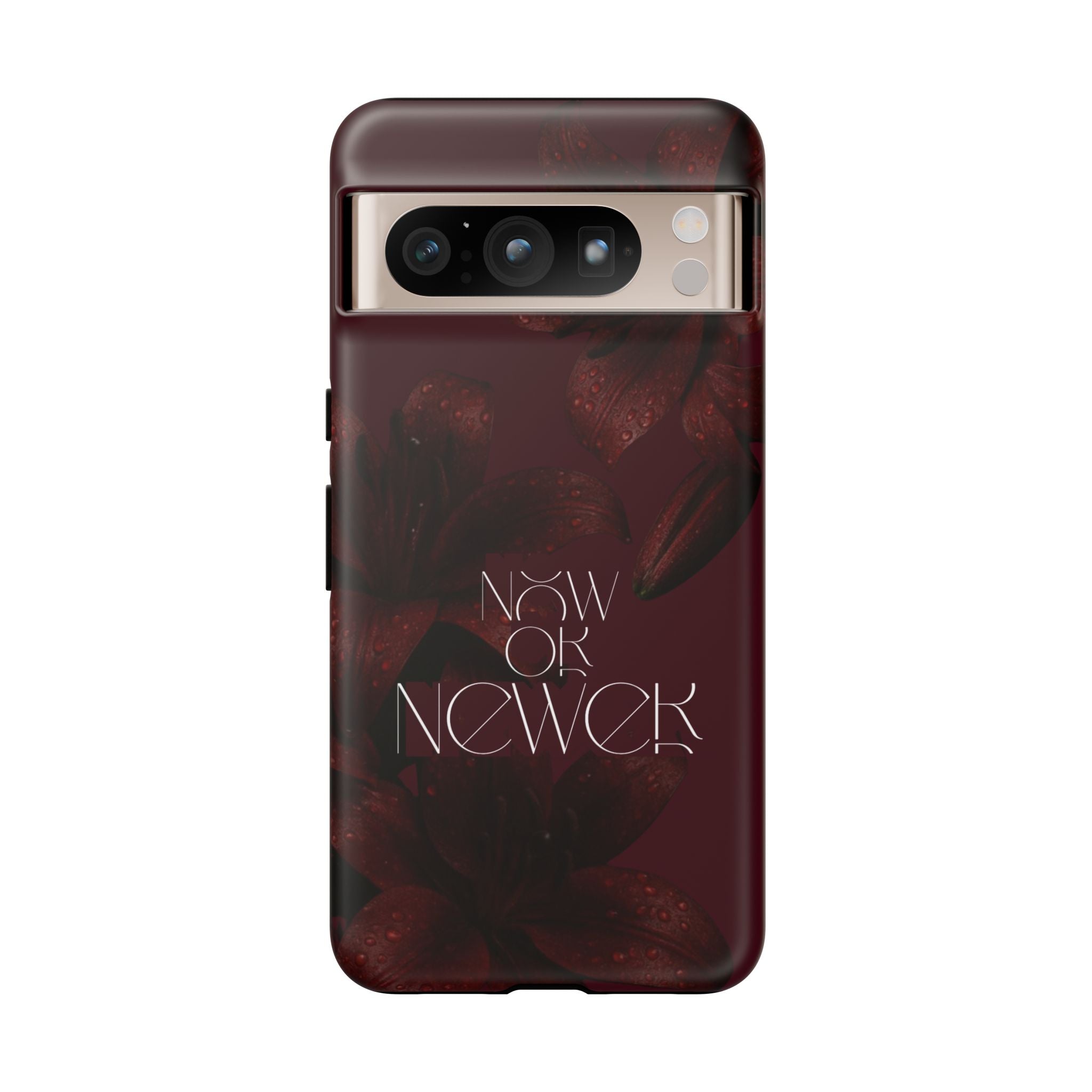 Tough Cases – Burgundy Floral “Now or Never” Protective Phone Case