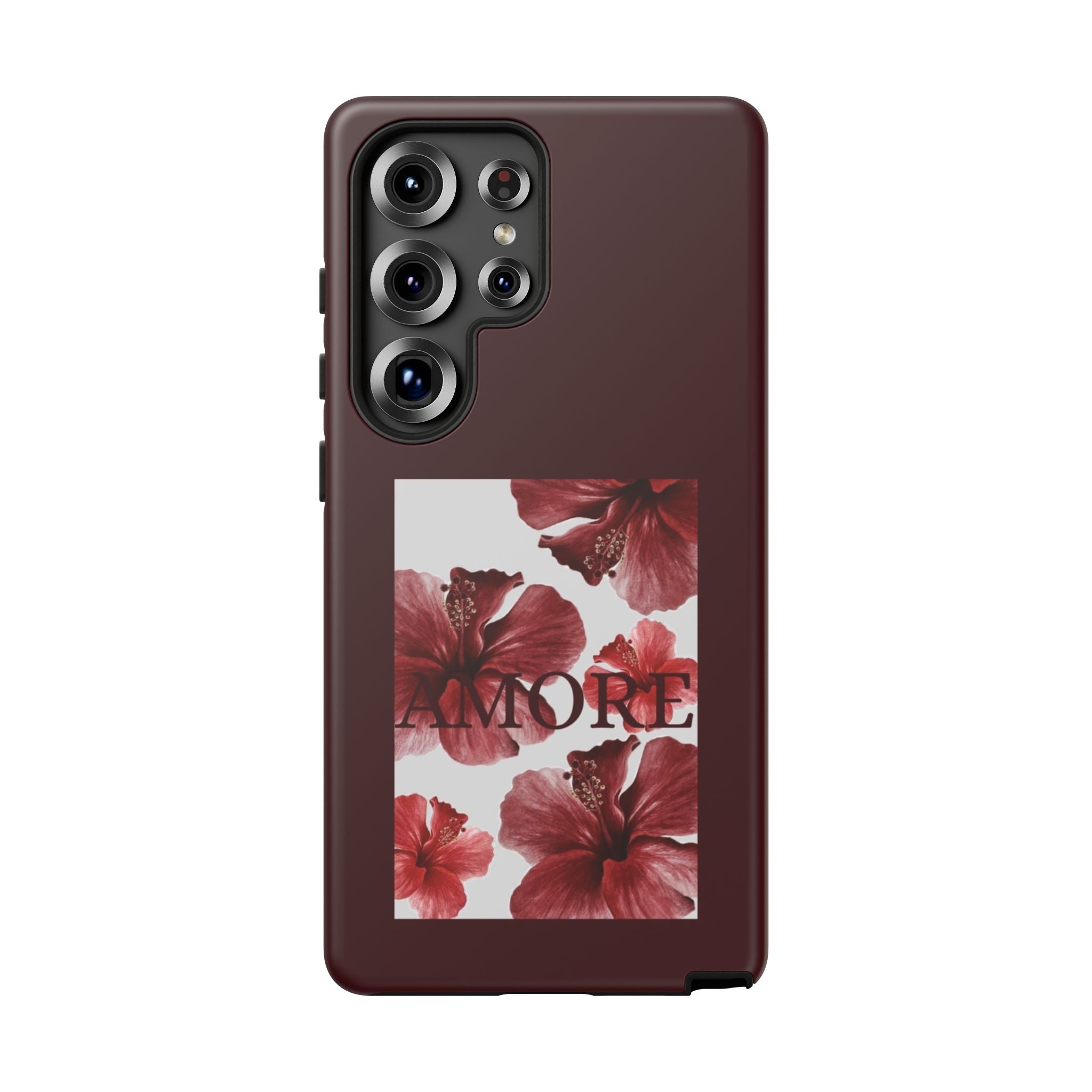 Amore Floral Phone Case — Burgundy Tough Protective Cover
