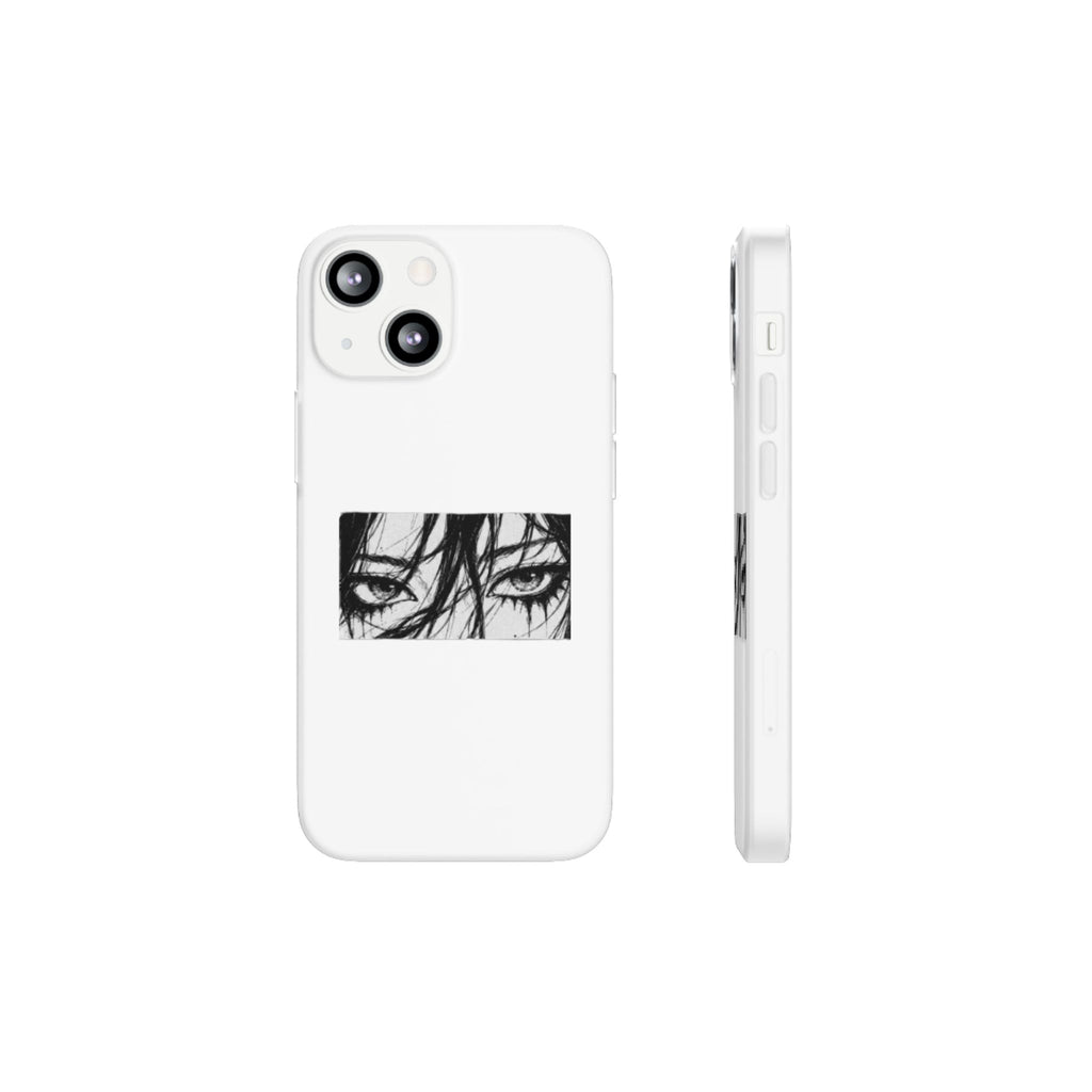 Anime Eyes Illustration Phone Case - Moody Black & White Flexi Case