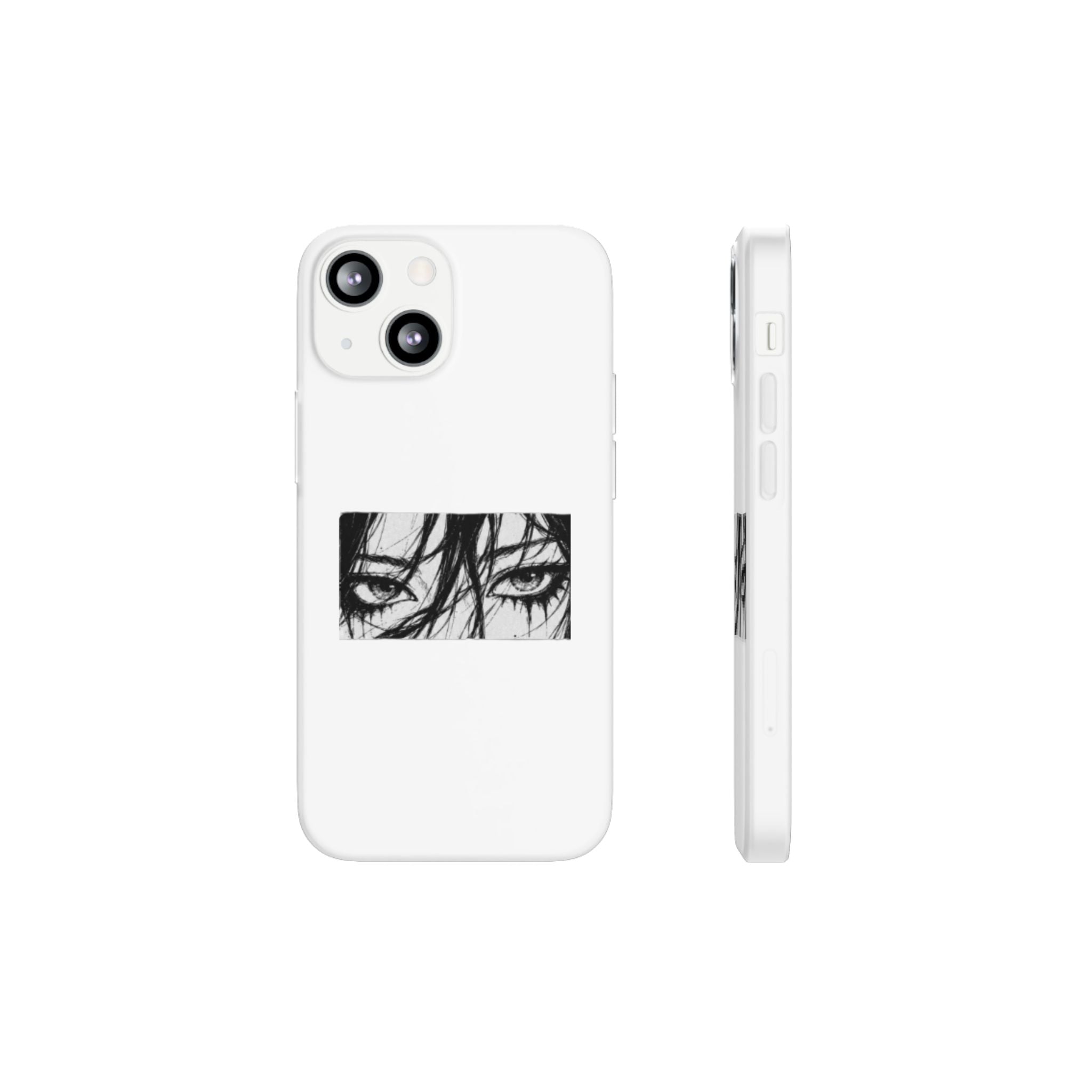 Anime Eyes Illustration Phone Case - Moody Black & White Flexi Case
