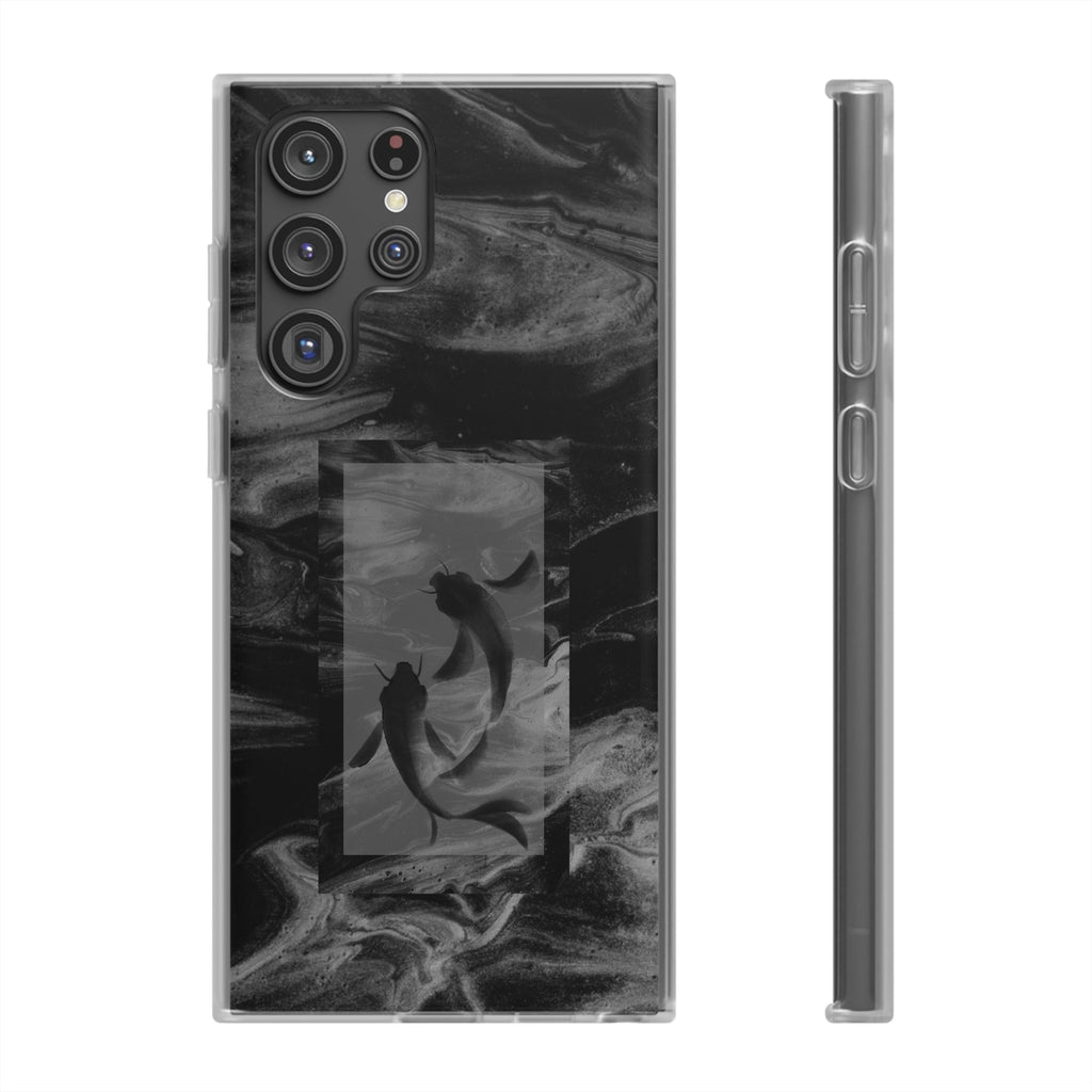 Black Koi Phone Case — Minimalist Monochrome Fish Design