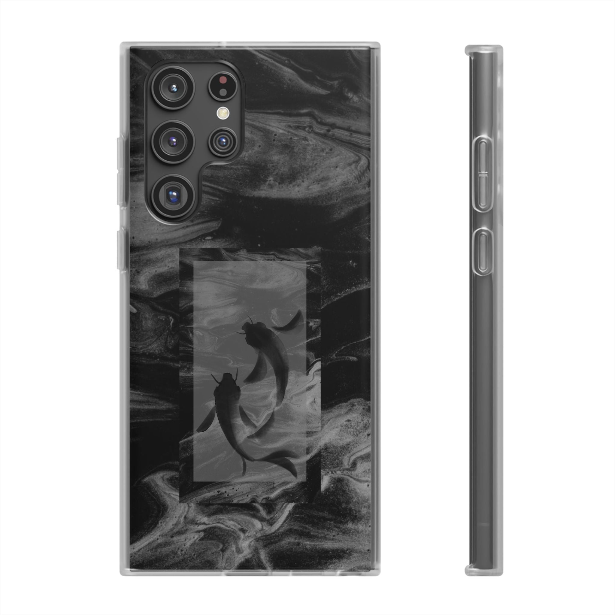 Black Koi Phone Case — Minimalist Monochrome Fish Design