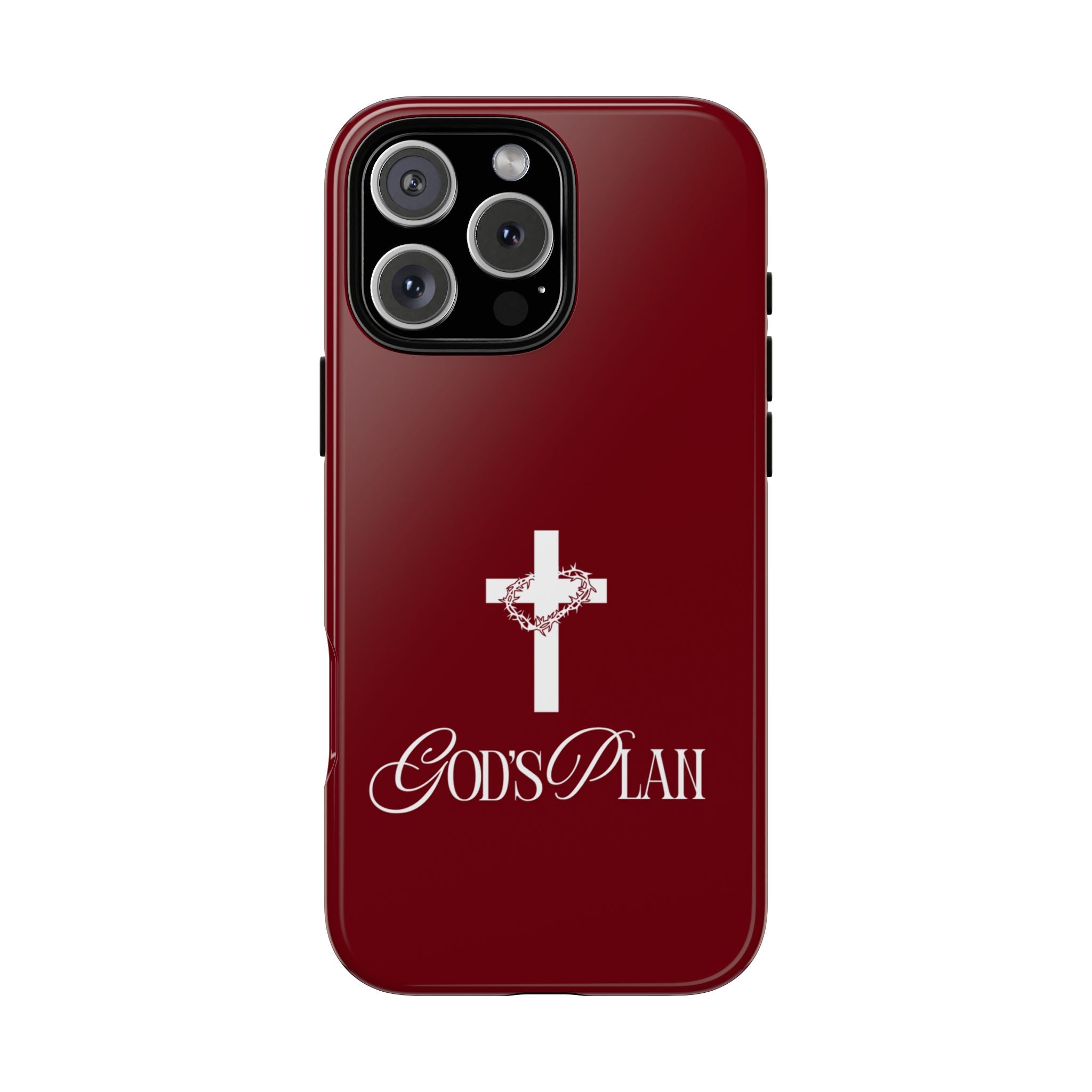 God's Plan — Christian Tough Phone Case | Cross Faith Burgundy Cover