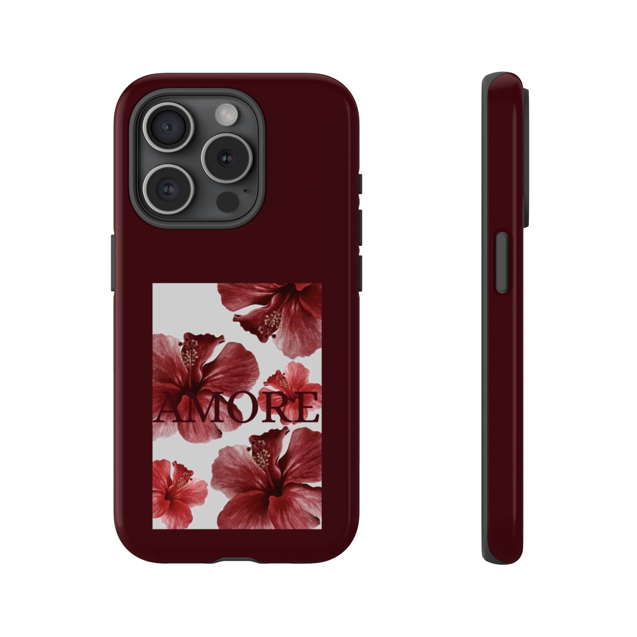 Amore Floral Phone Case — Burgundy Tough Protective Cover