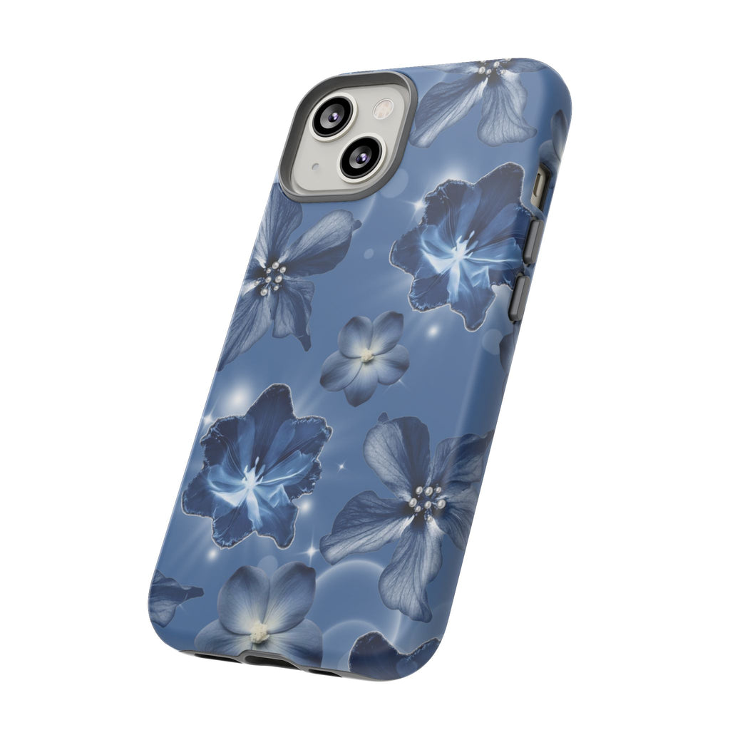 Blue Floral Tough Phone Case — Protective Blossom Design