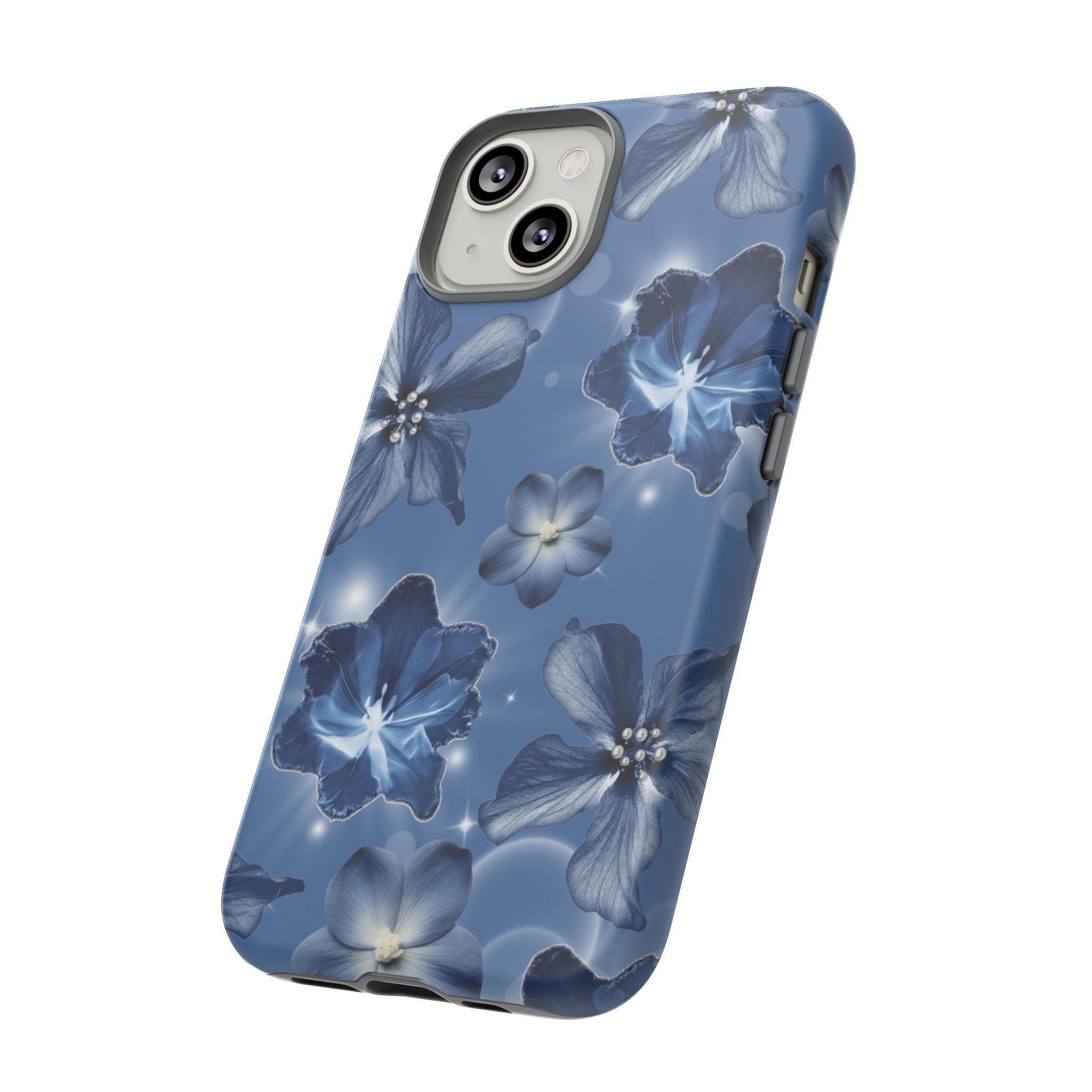Blue Floral Tough Phone Case — Protective Blossom Design