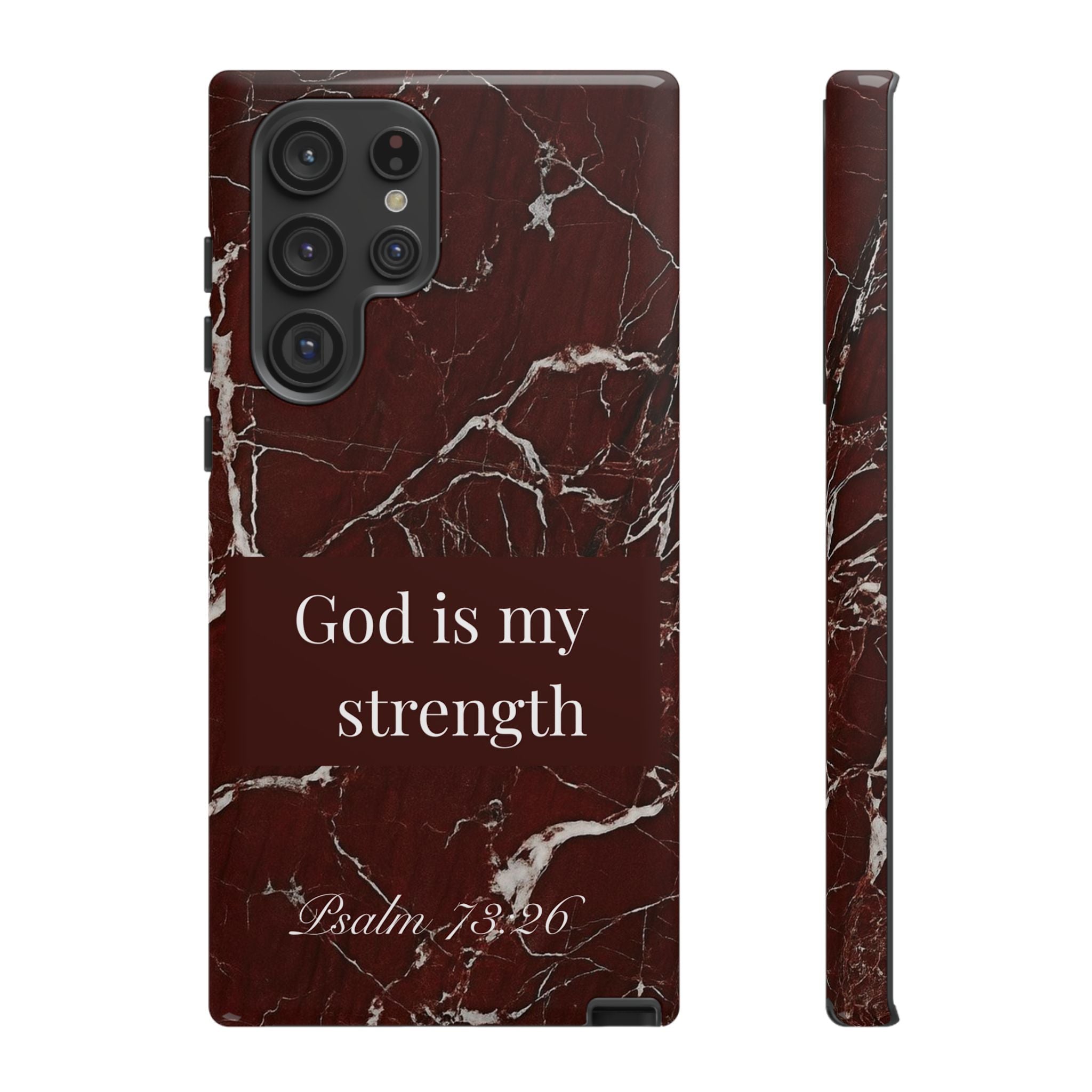 God Is My Strength — Psalm 73:26 Christian Tough Phone Case | Marble Faith Cover