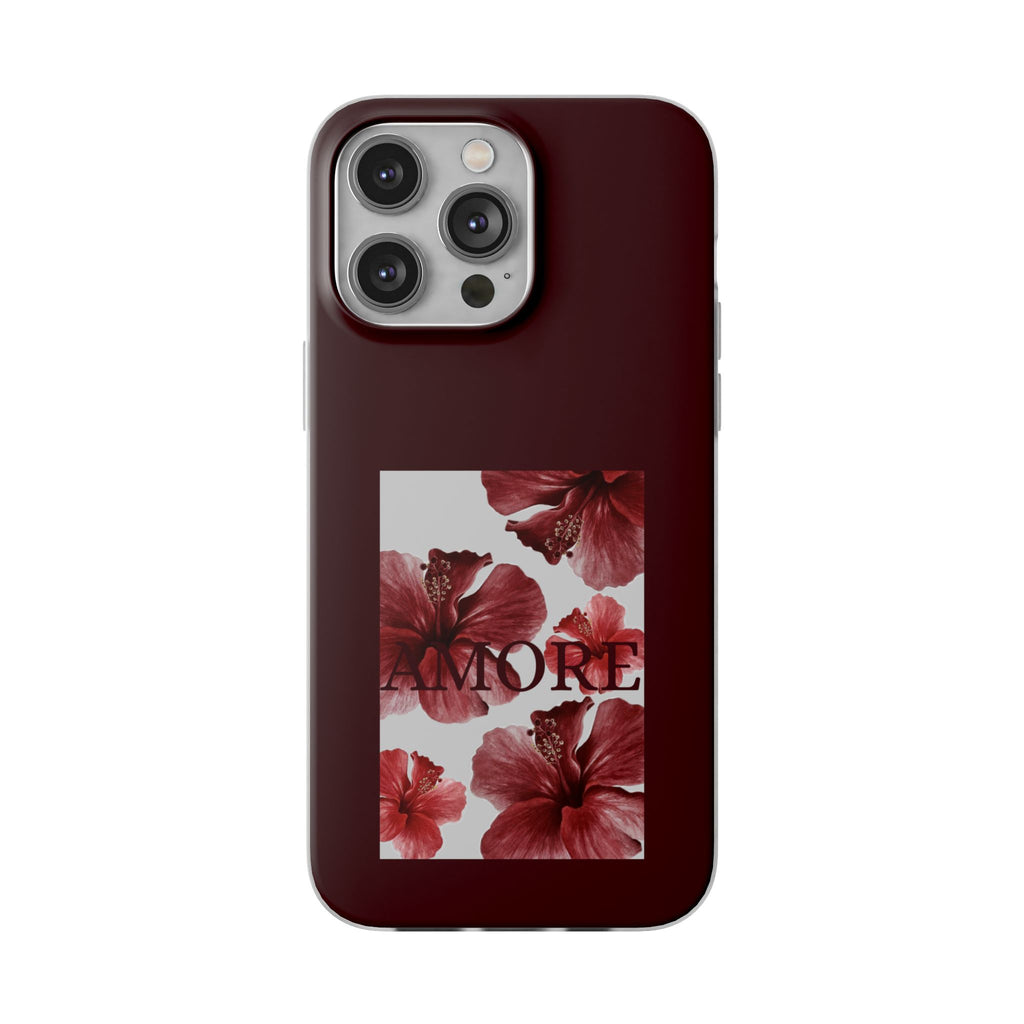 Floral Amore Phone Case — Burgundy Hibiscus Flexible Protection