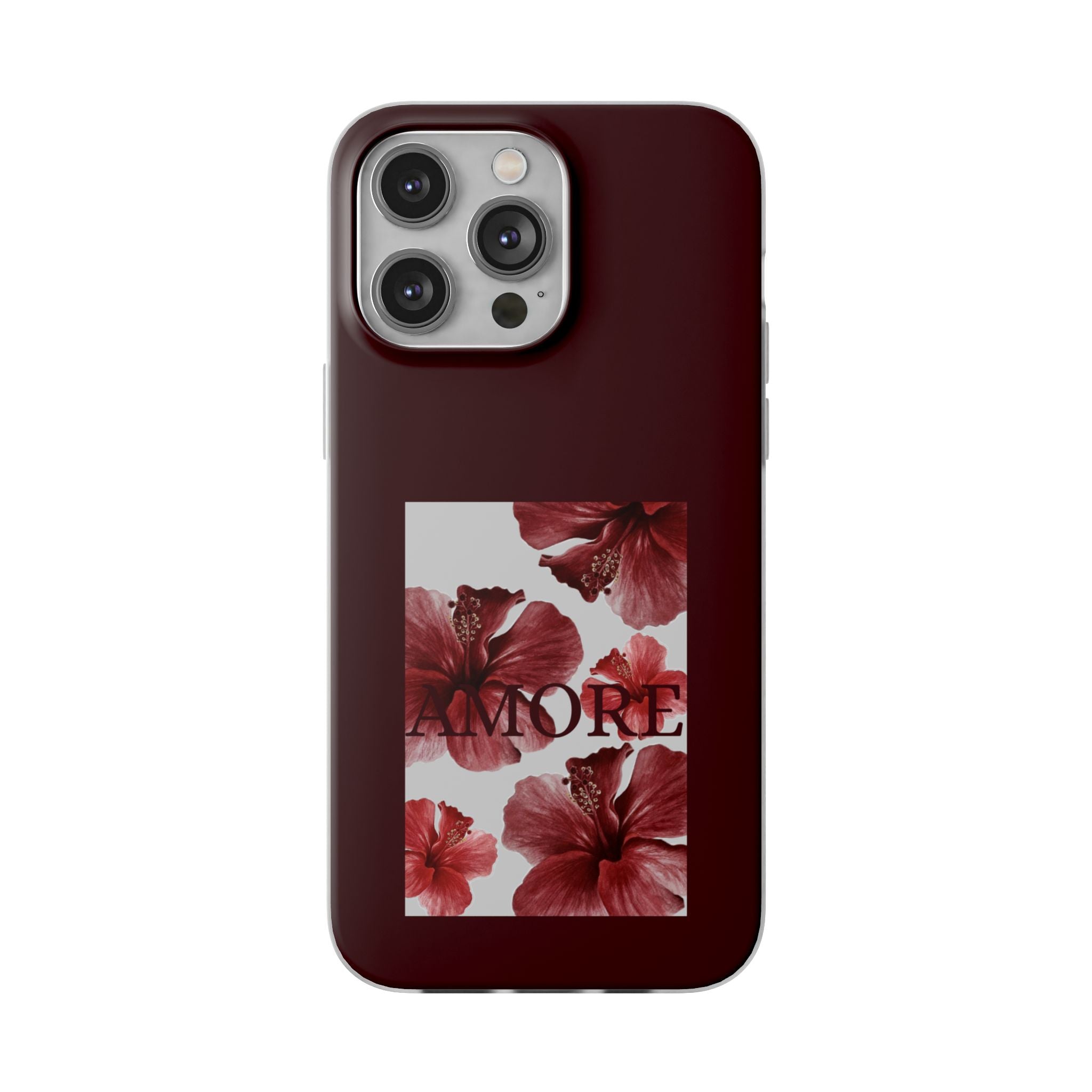 Floral Amore Phone Case — Burgundy Hibiscus Flexible Protection