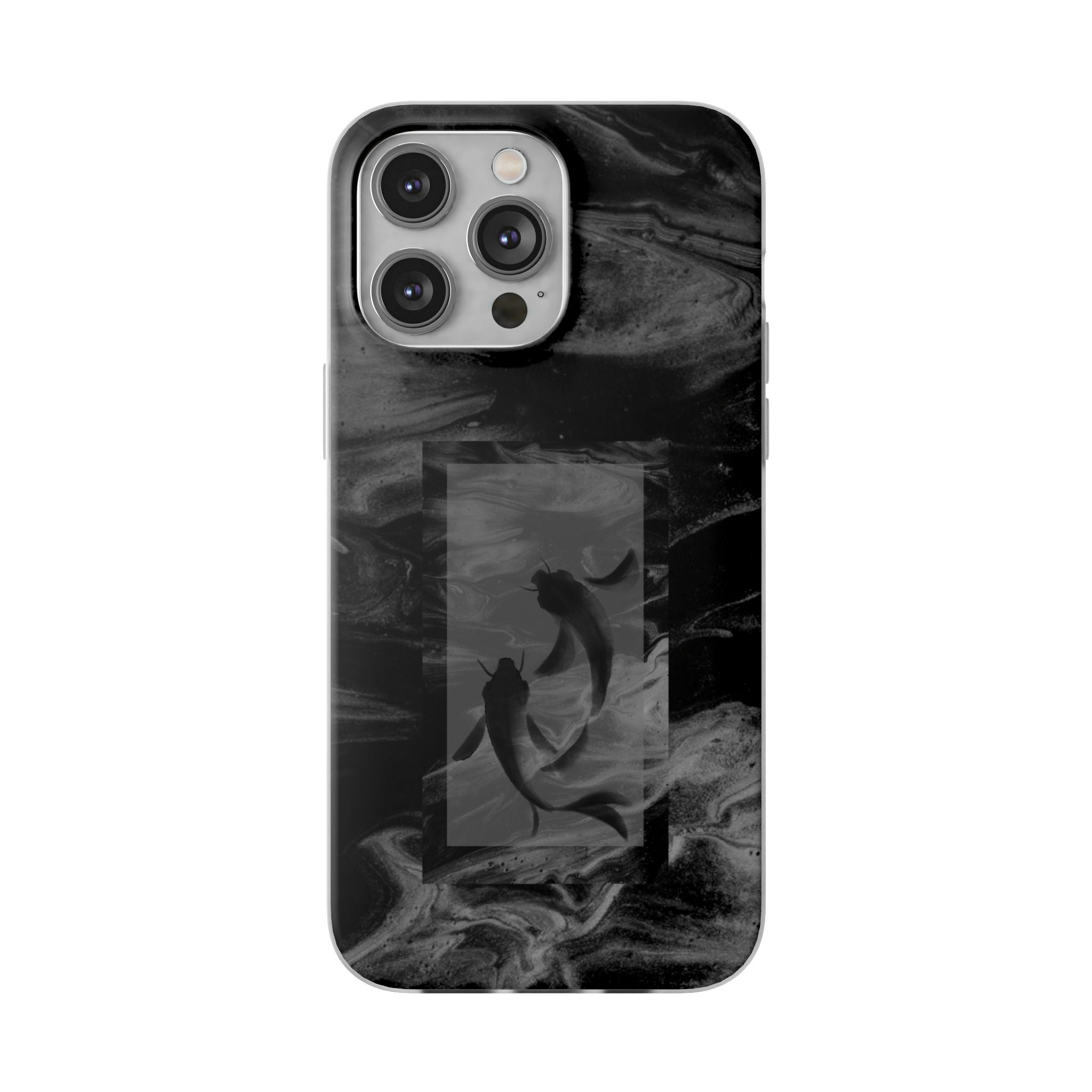 Black Koi Phone Case — Minimalist Monochrome Fish Design