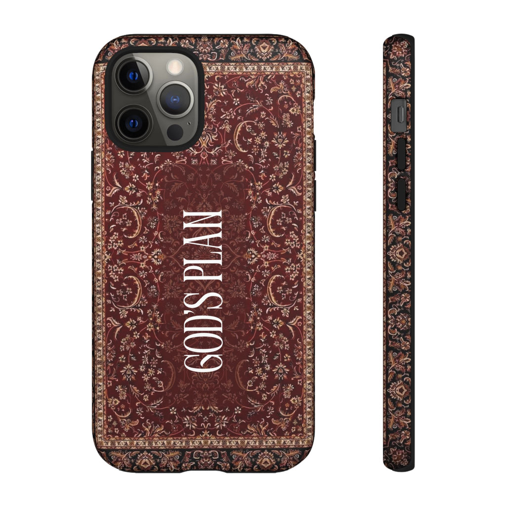 God's Plan — Vintage Tapestry Christian Tough Phone Case | Boho Faith Cover