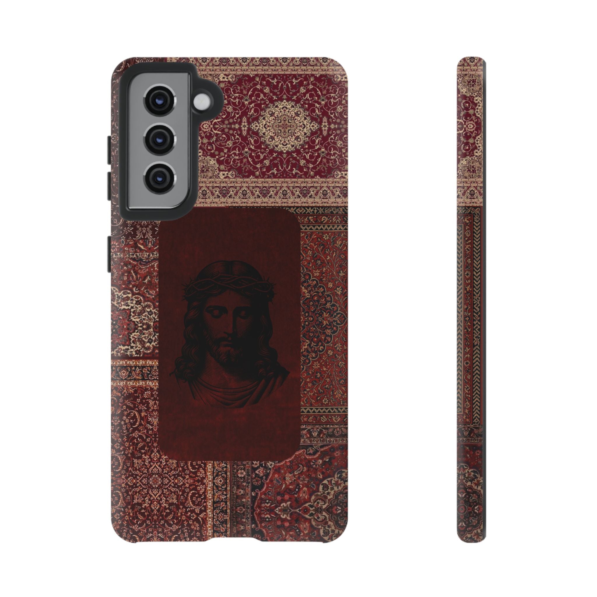 Religious Vintage Rug Phone Case — Jesus Portrait Tough Case