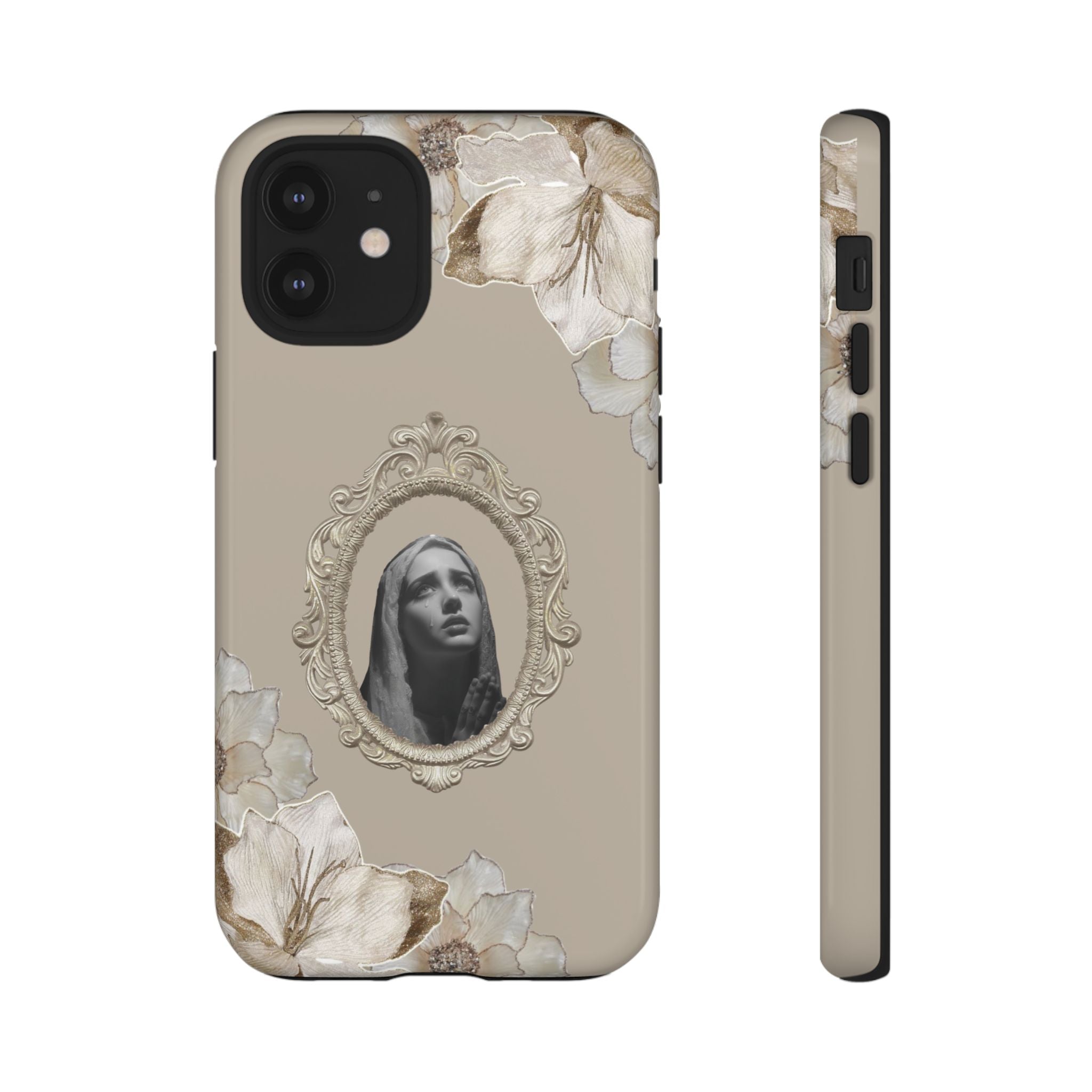 Vintage Floral Phone Case with Sacred Madonna Portrait