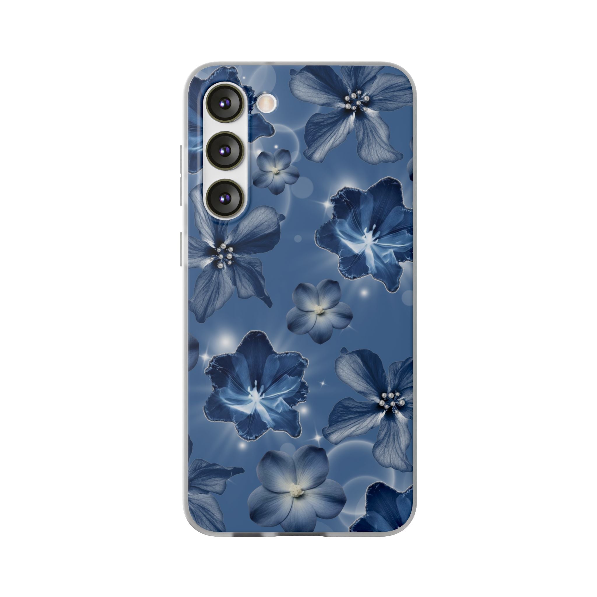 Blue Floral Phone Case — Soft Blue Blossoms Pattern for iPhone