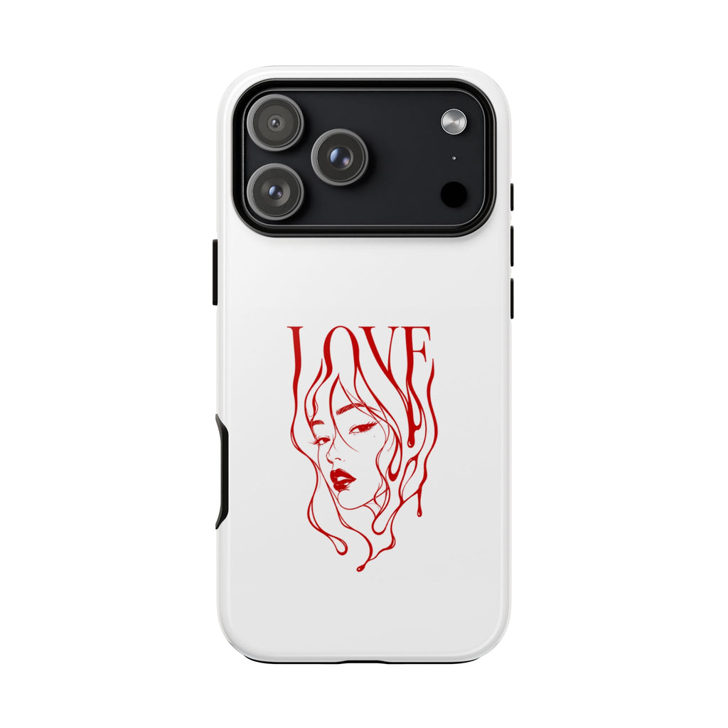 Red Line Art 'Love' Face Design - Tough Case