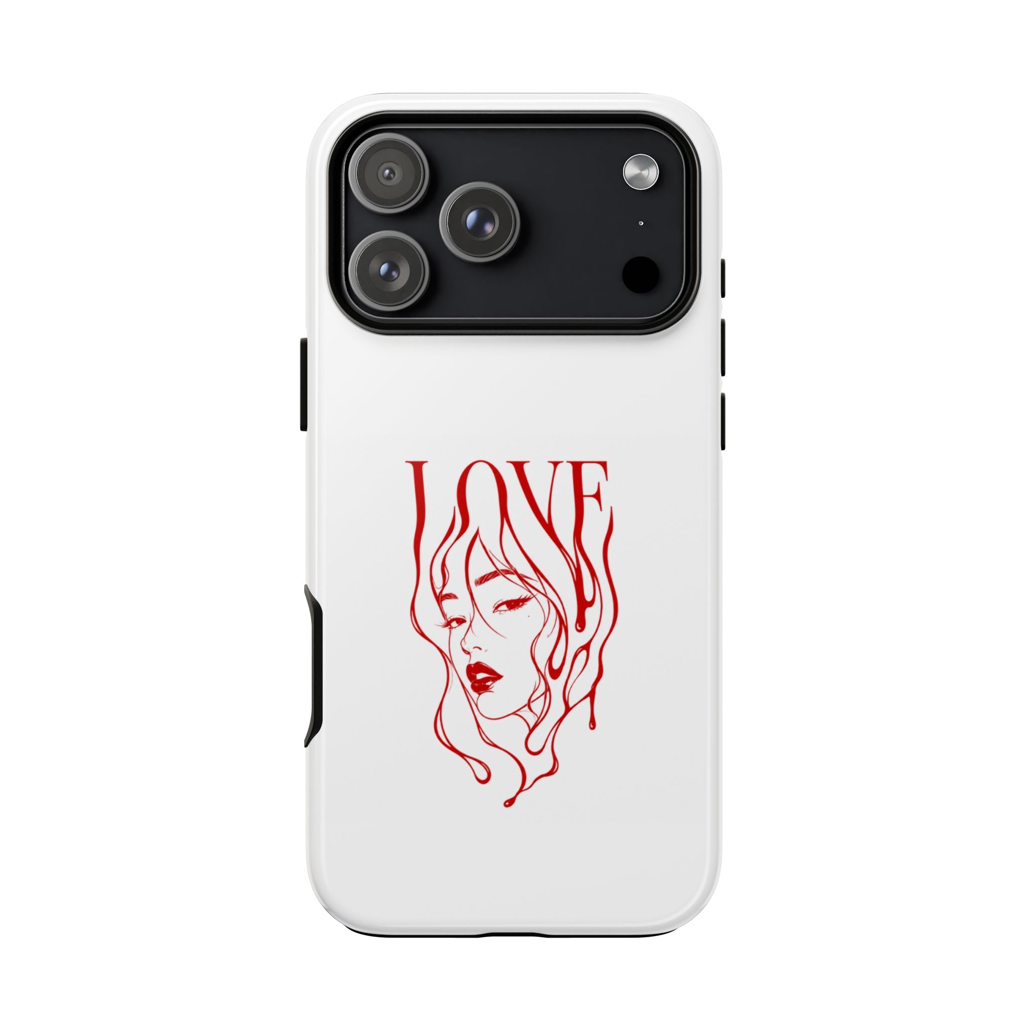 Red Line Art 'Love' Face Design - Tough Case