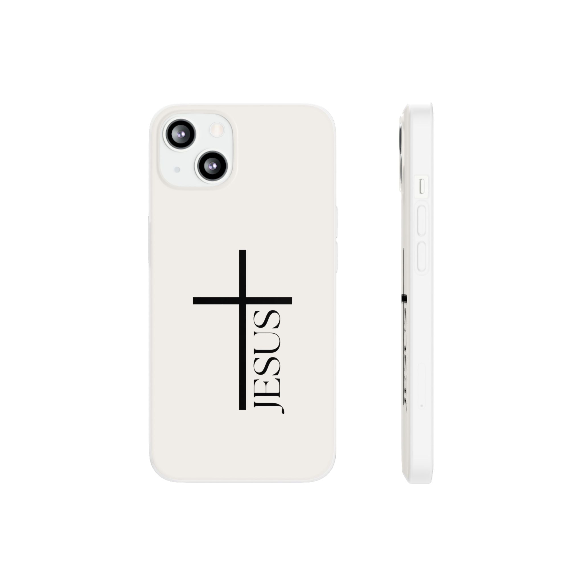 Christian Cross Phone Case - JESUS Vertical Minimalist iPhone Cover