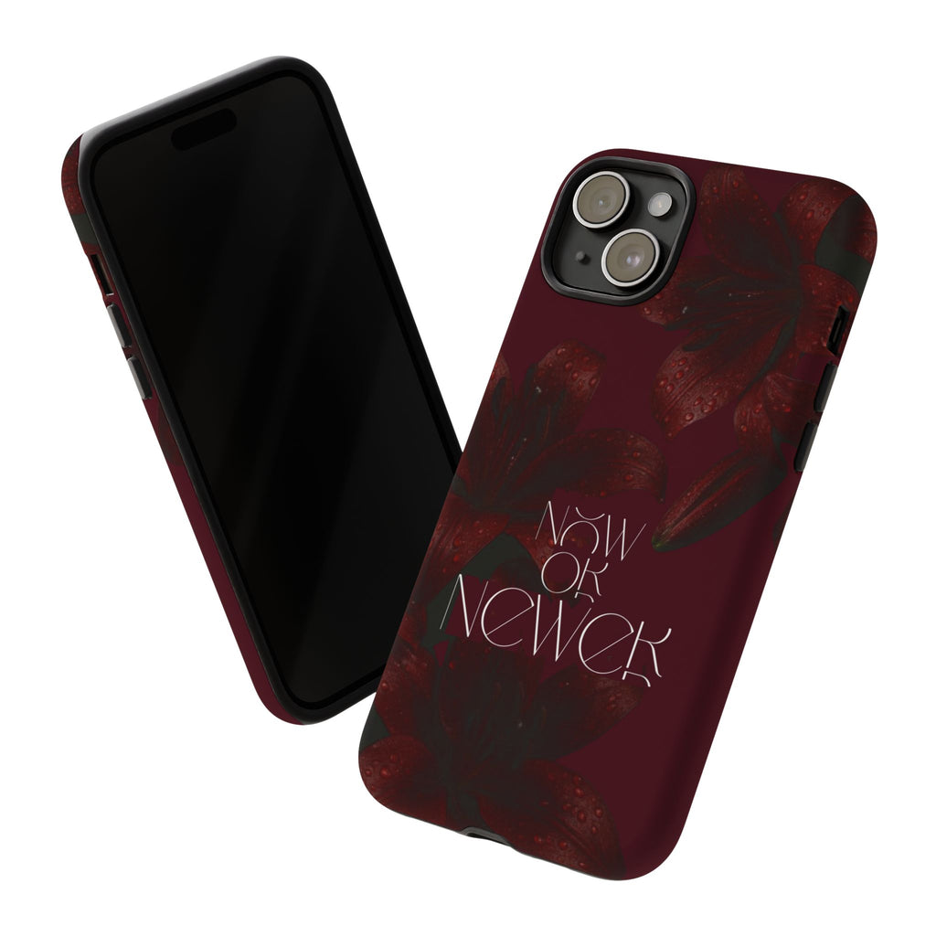 Tough Cases – Burgundy Floral “Now or Never” Protective Phone Case