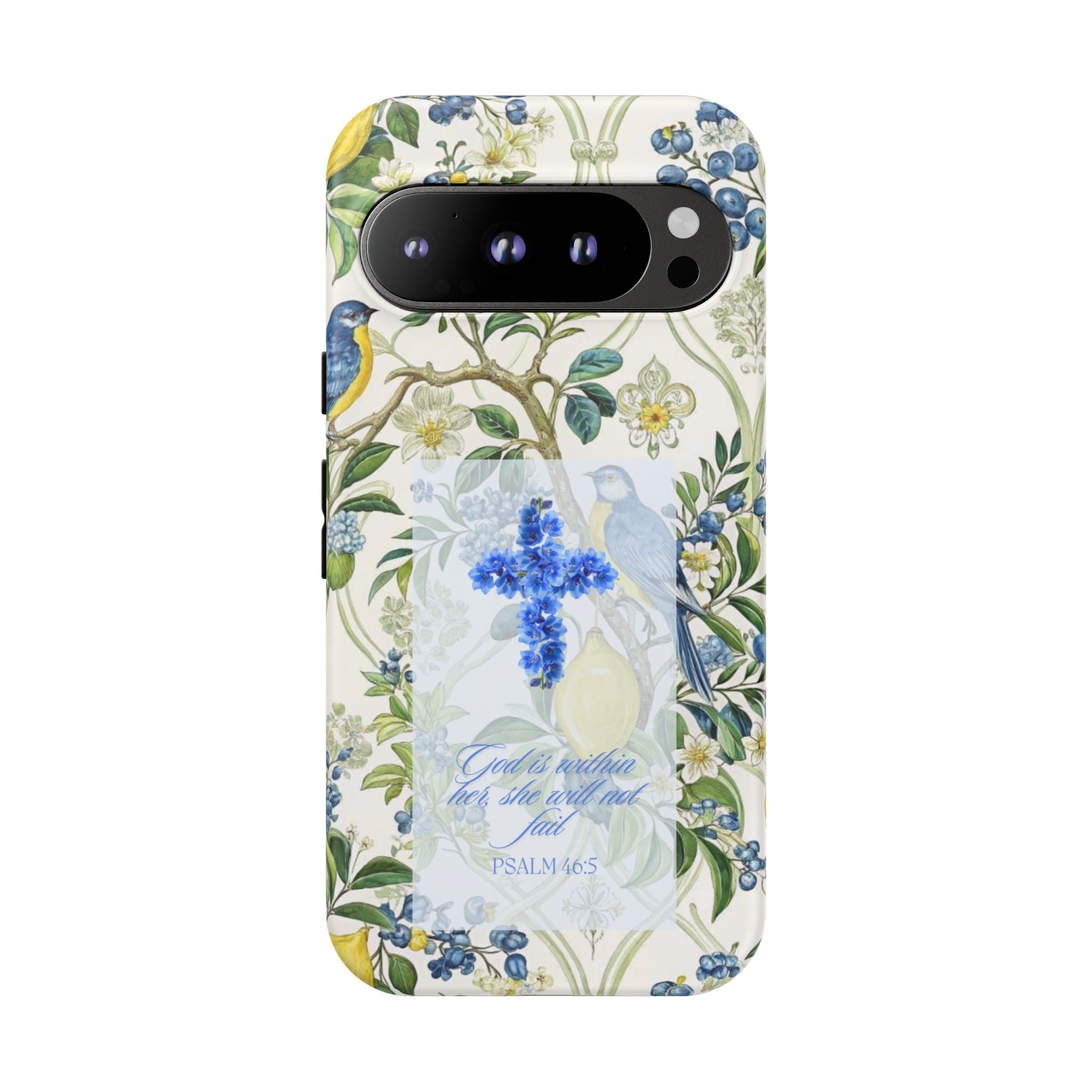 Floral Cross Tough Phone Case — Psalms Blessing Protective Cover