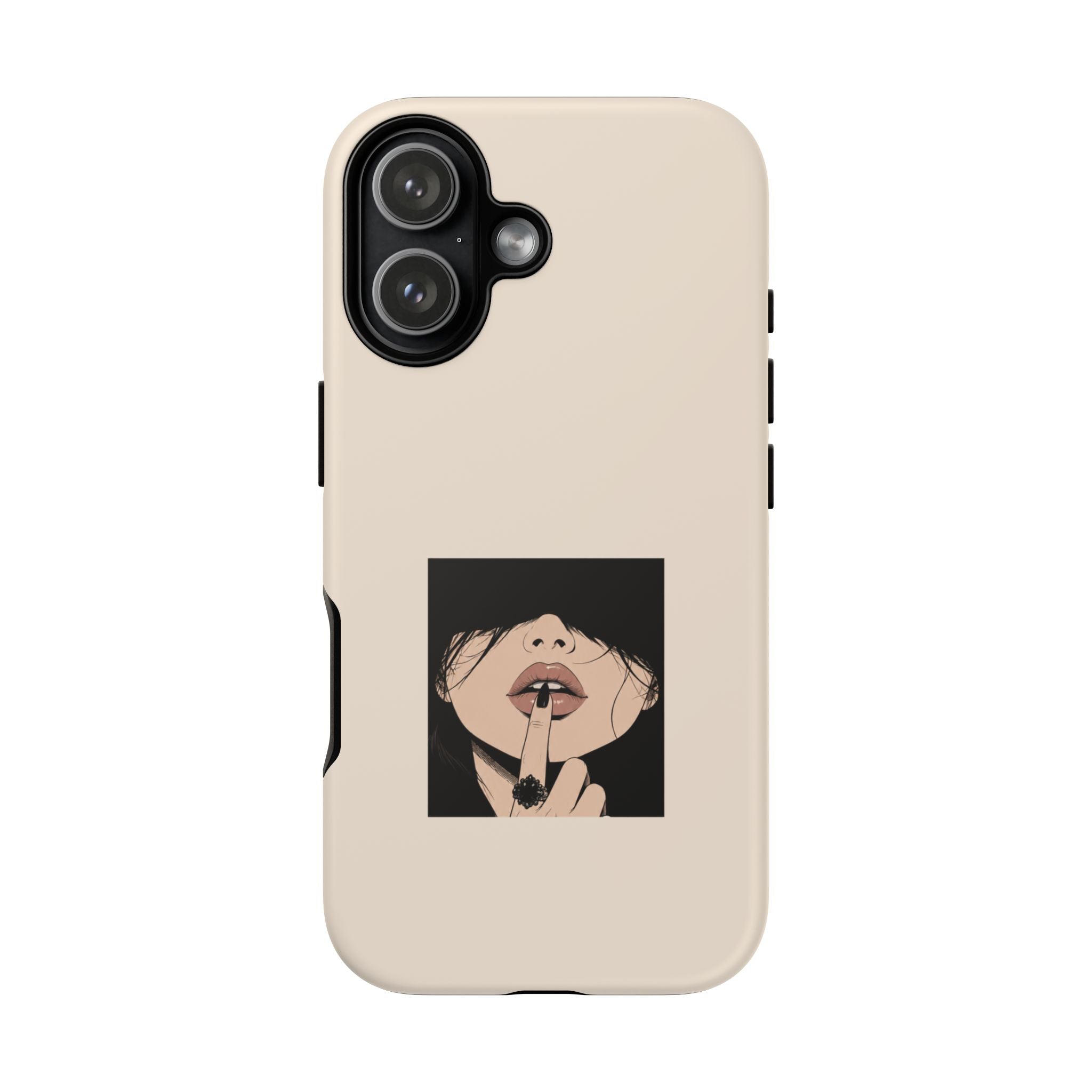 Minimal Anime Girl Shh Design, Edgy Aesthetic Protective Cover