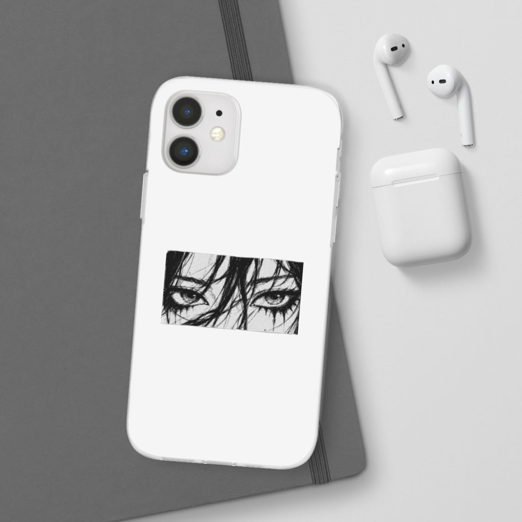 Anime Eyes Illustration Phone Case - Moody Black & White Flexi Case