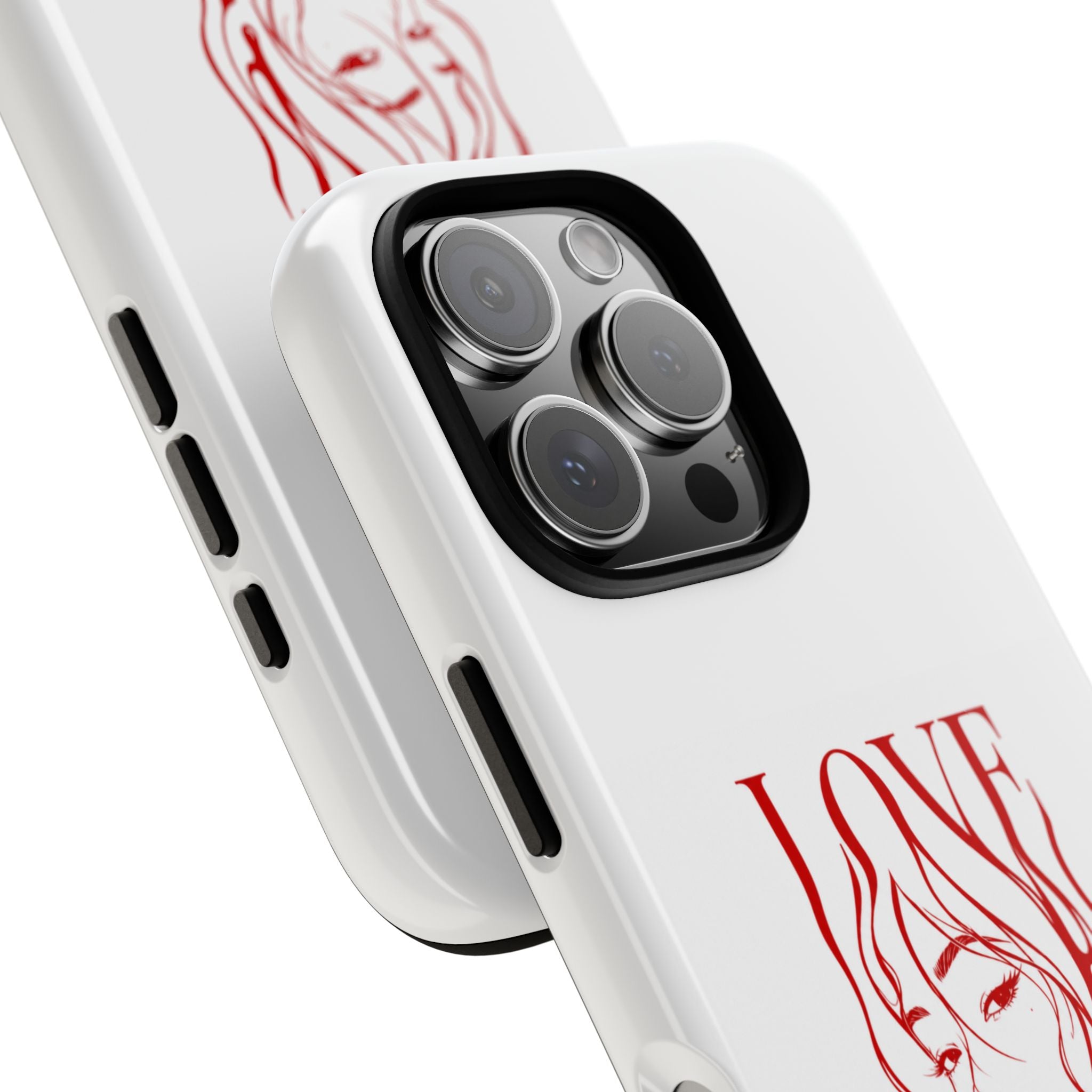 Red Line Art 'Love' Face Design - Tough Case