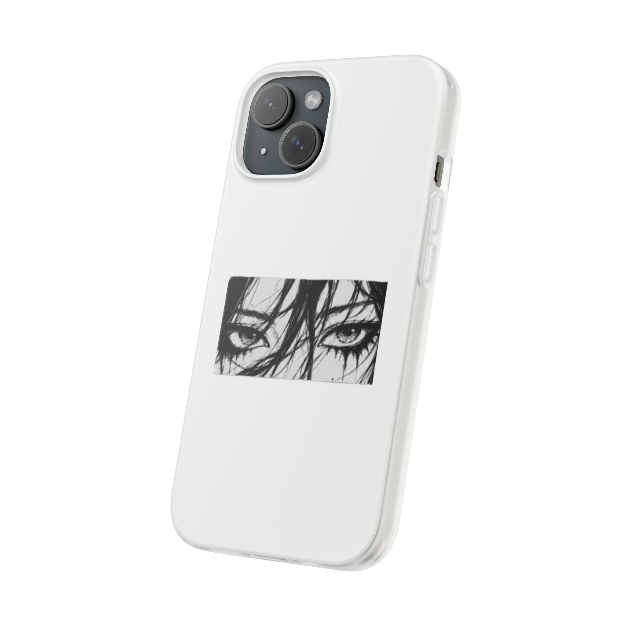 Anime Eyes Illustration Phone Case - Moody Black & White Flexi Case