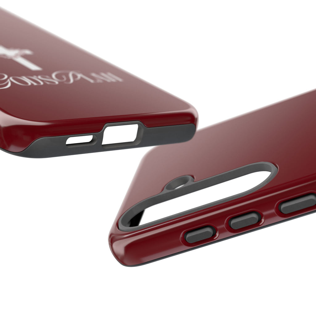 God's Plan — Christian Tough Phone Case | Cross Faith Burgundy Cover