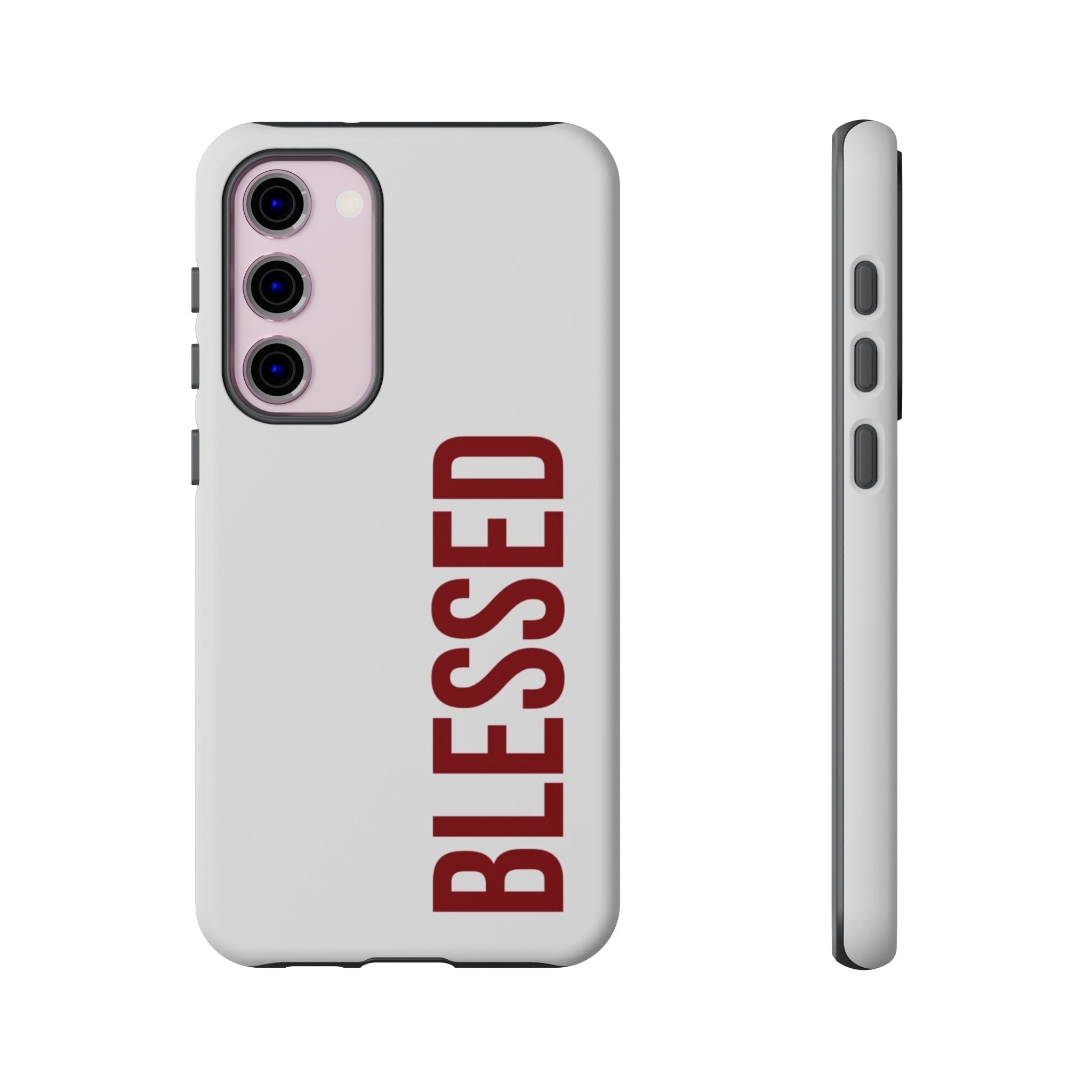 Blessed Vertical Phone Case — Protective Slim iPhone Cover with Red 'BLESSED' Text