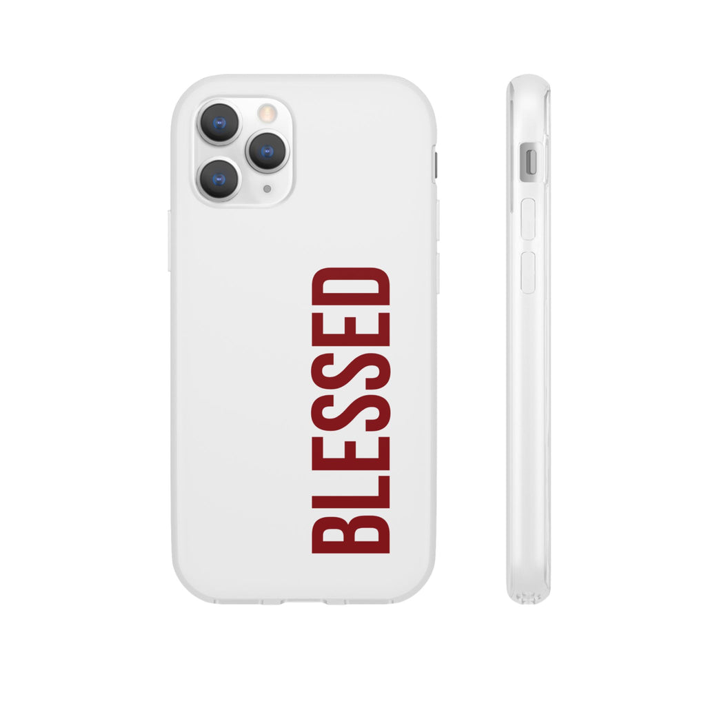 Blessed Phone Case — Vertical Red Typography Clear Flexi Case
