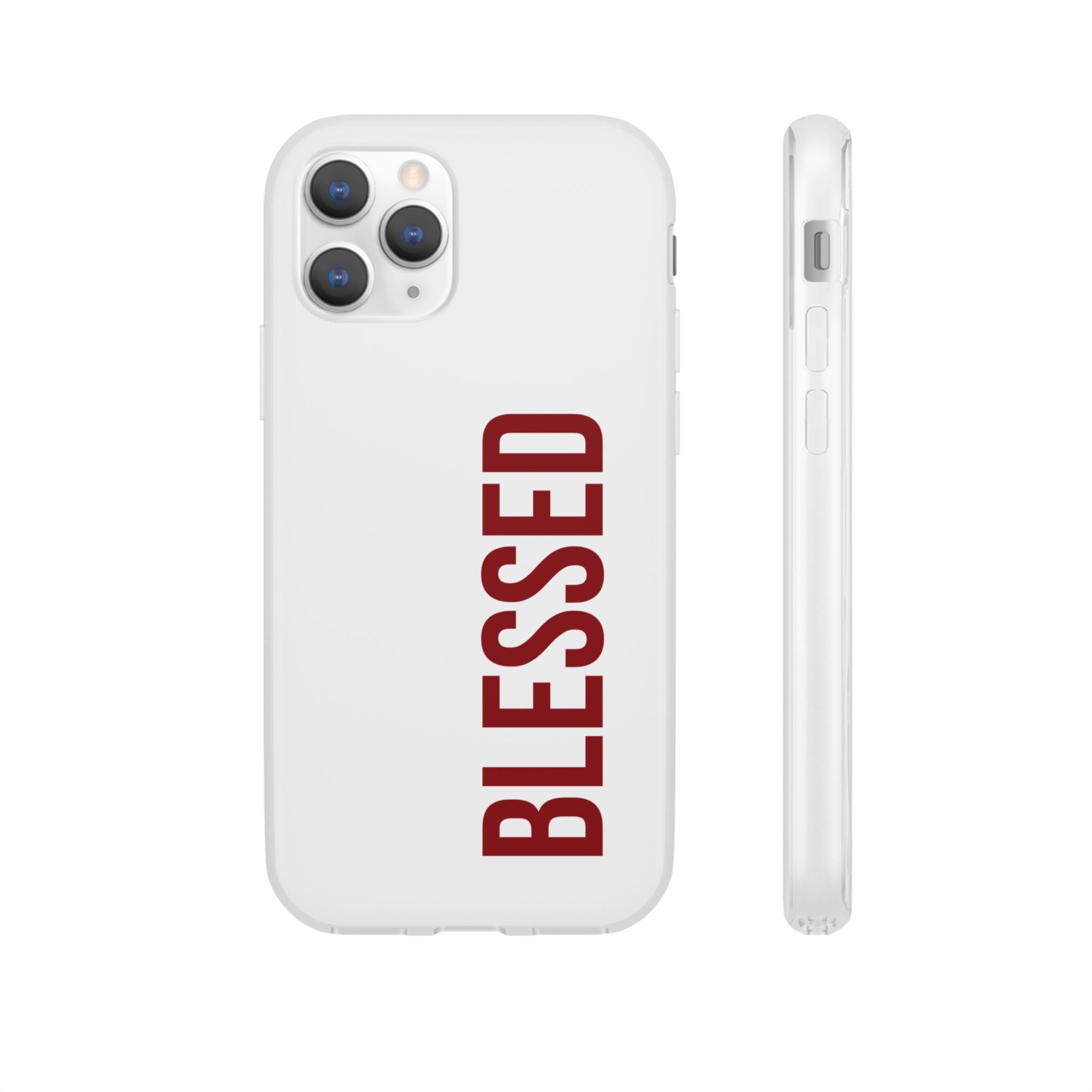 Blessed Phone Case — Vertical Red Typography Clear Flexi Case