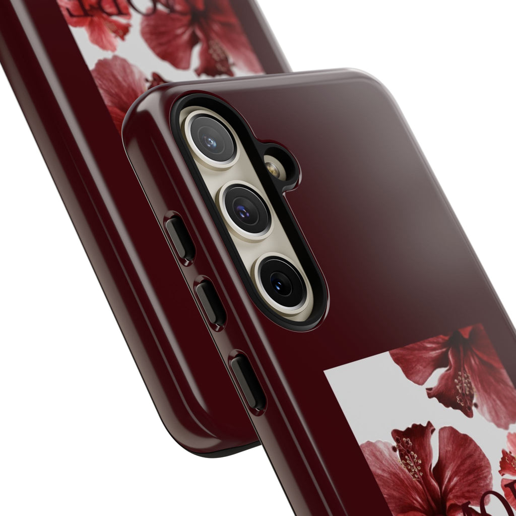 Amore Floral Phone Case — Burgundy Tough Protective Cover