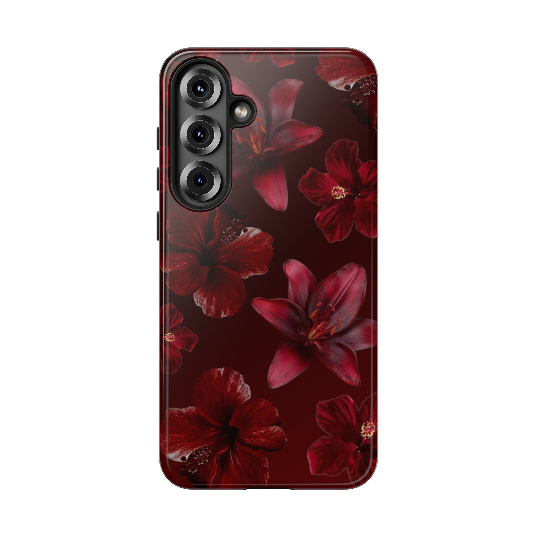 Tough Cases - Dark Red Floral Phone Case