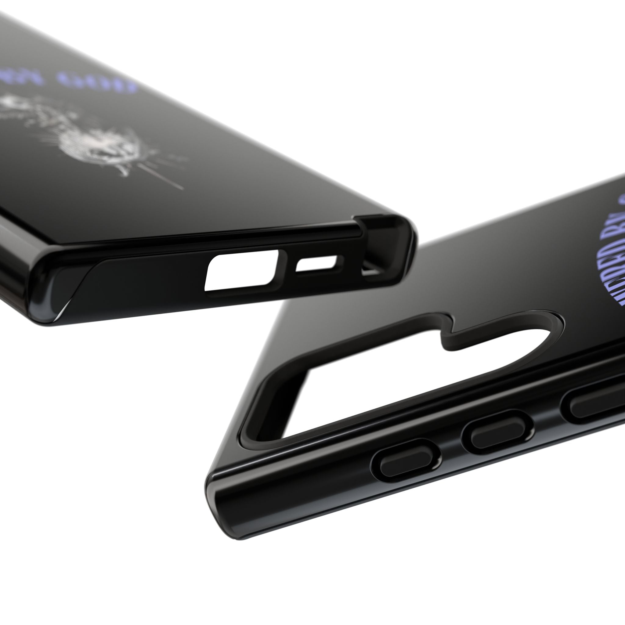 Phone Case — "Powered by God" Black Protective Case with Angelic Skull Design