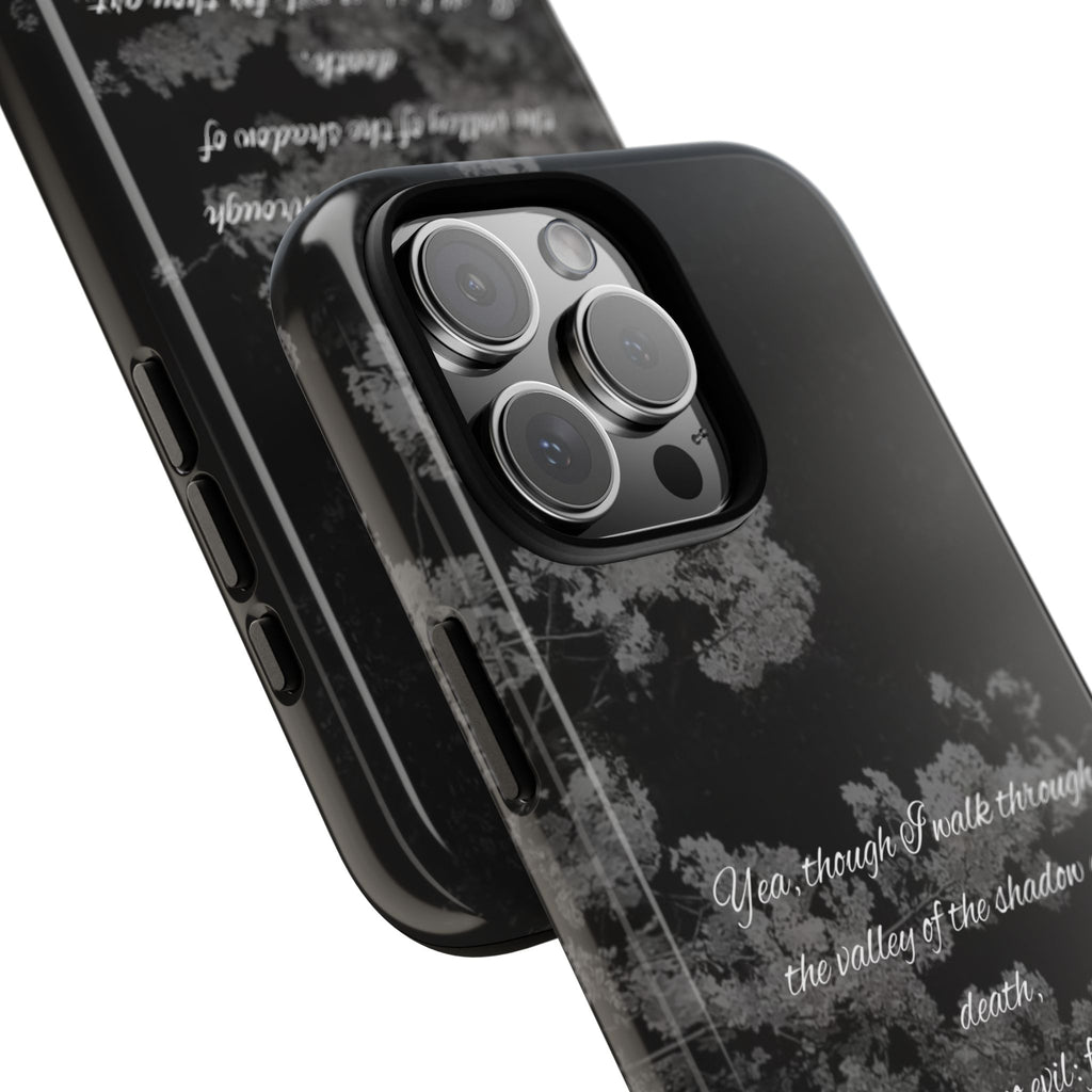 Bible Verse Phone Case — Psalm 23:4 Comfort Black Protective Cover