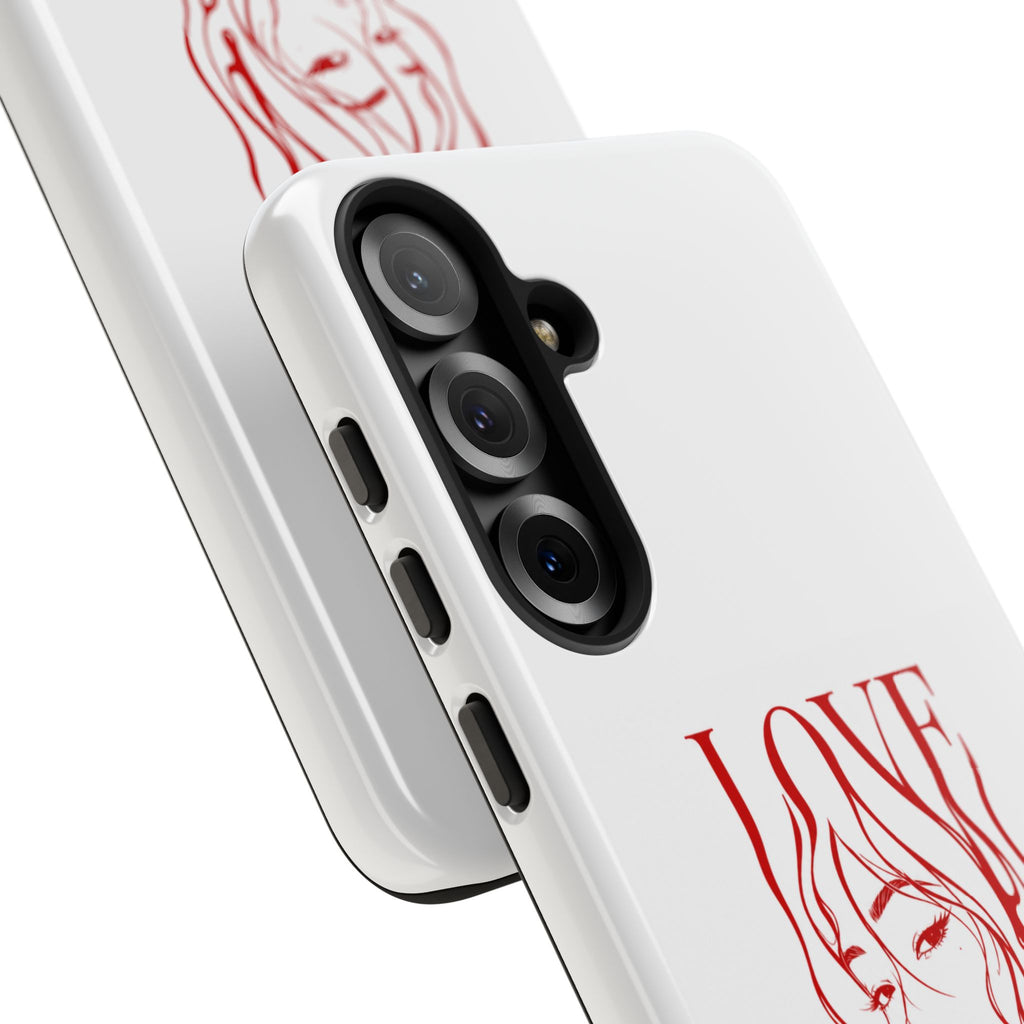 Red Line Art 'Love' Face Design - Tough Case