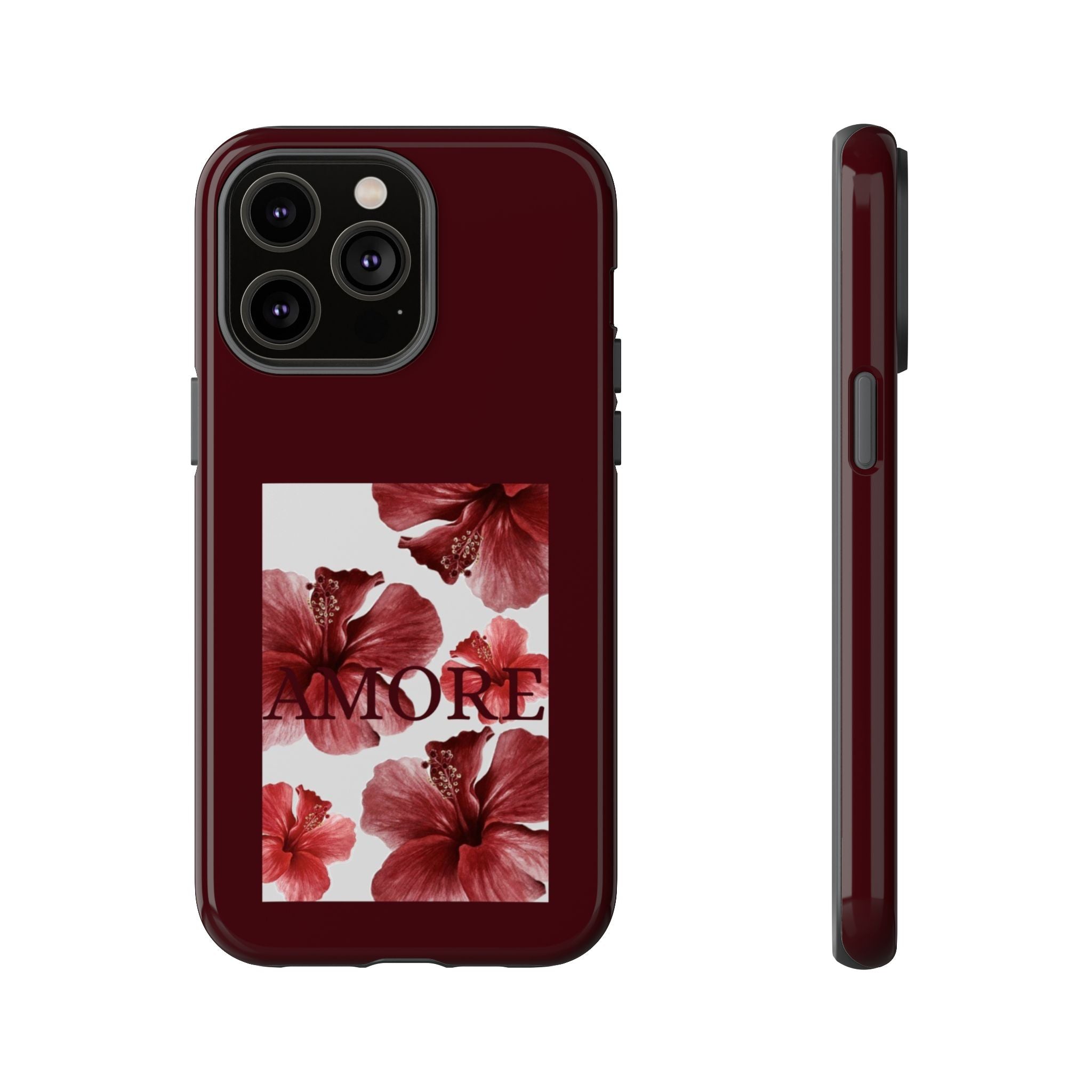 Amore Floral Phone Case — Burgundy Tough Protective Cover