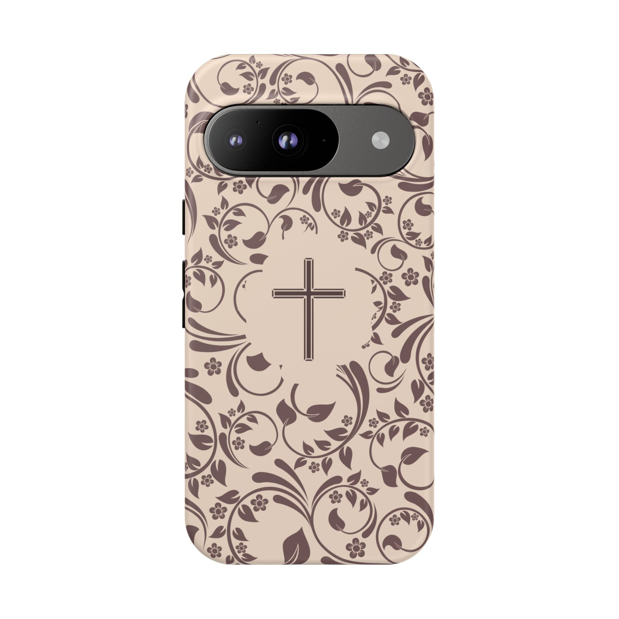 Christian Cross Floral Phone Case — Elegant Religious Protective Cover