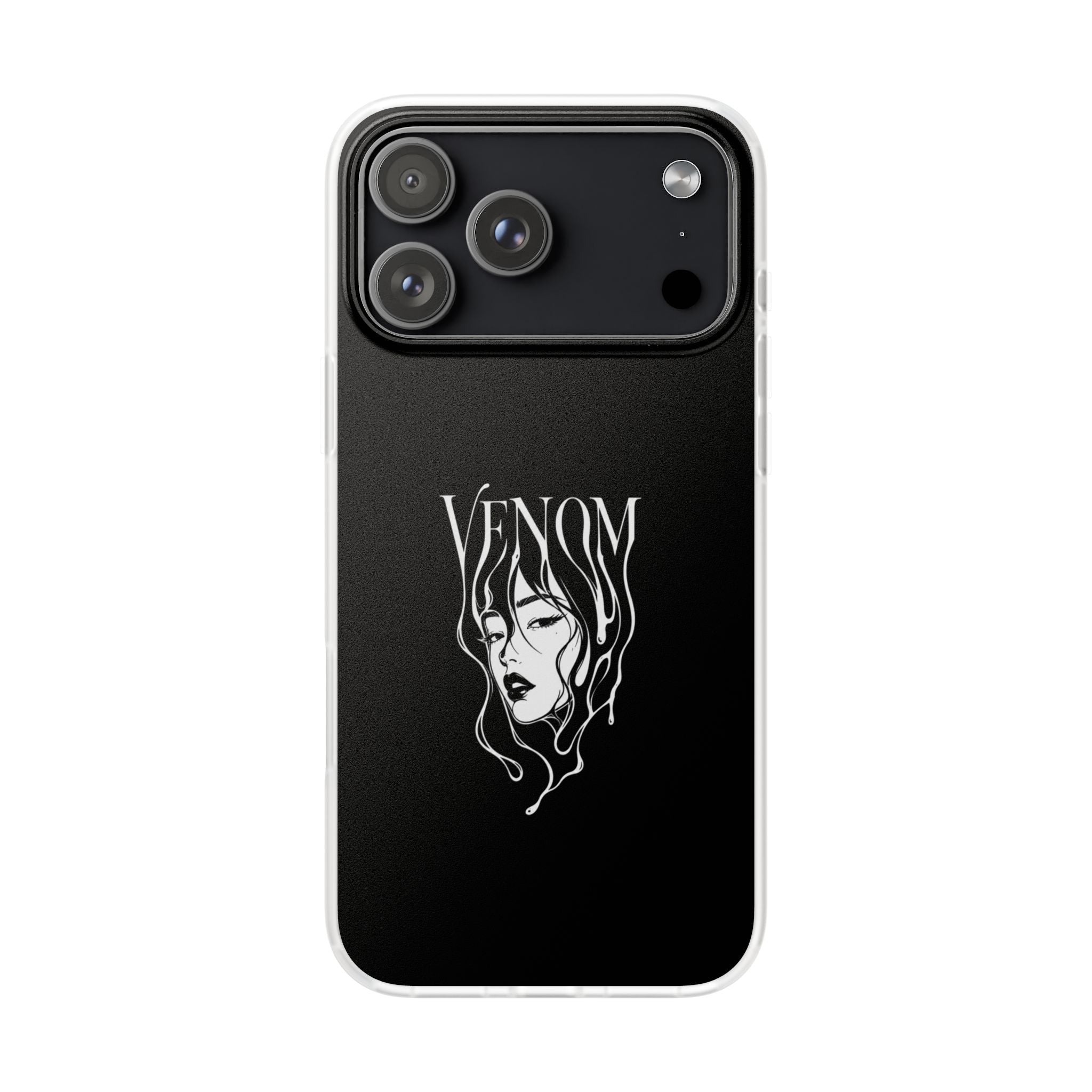 Venom Goth Phone Case — Black Protective Flexible Phone Case with Dark Femme Artwork