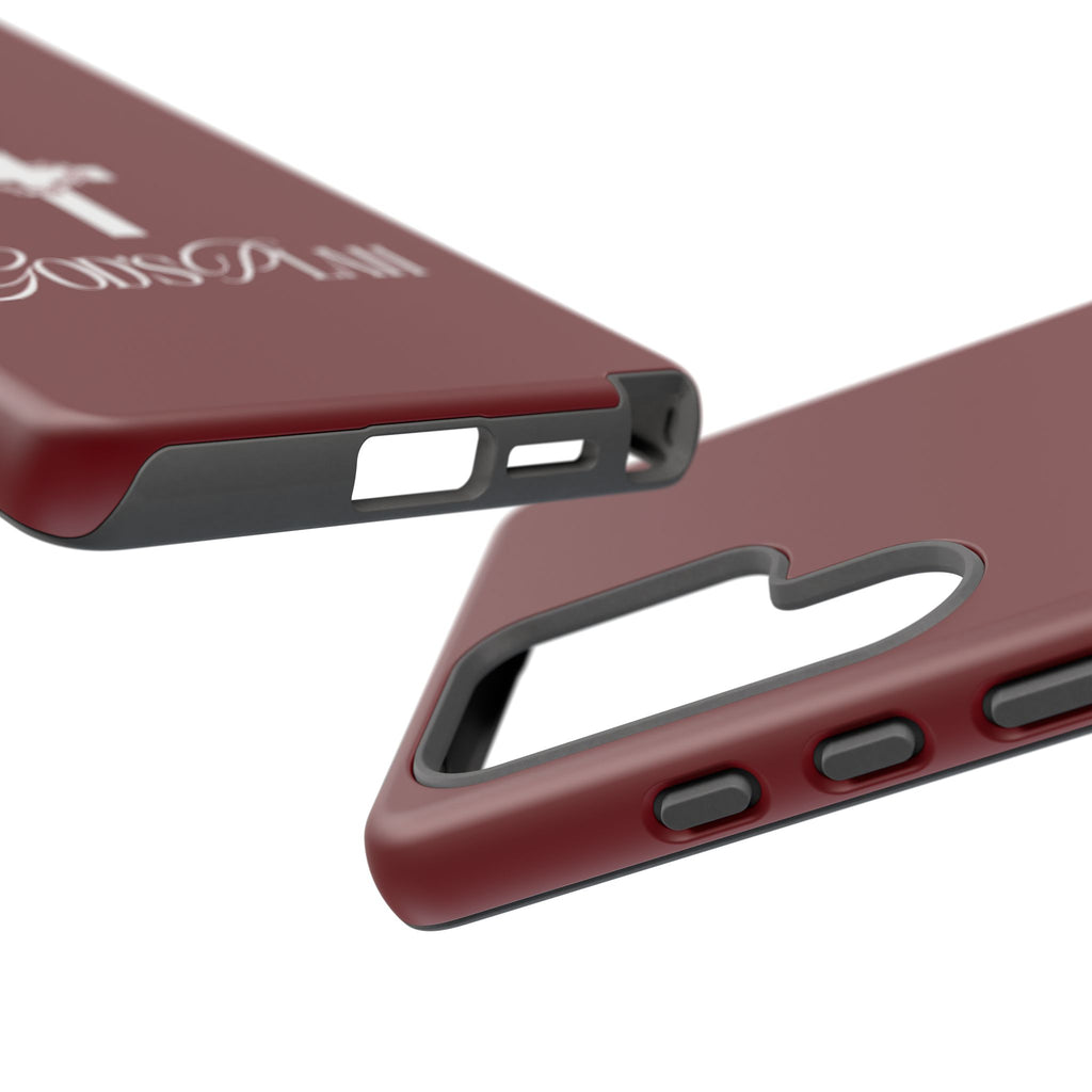 God's Plan — Christian Tough Phone Case | Cross Faith Burgundy Cover