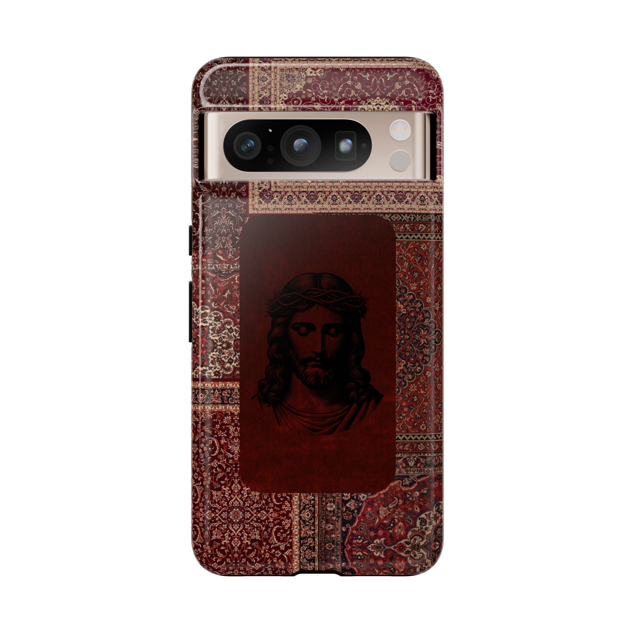 Religious Vintage Rug Phone Case — Jesus Portrait Tough Case