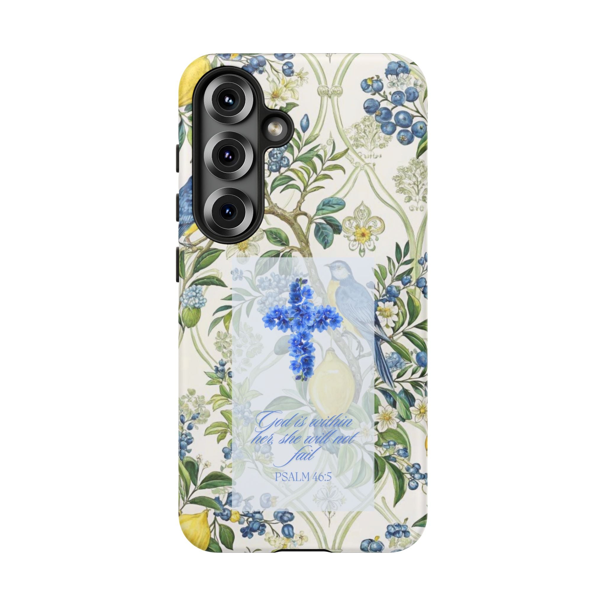 Floral Cross Tough Phone Case — Psalms Blessing Protective Cover