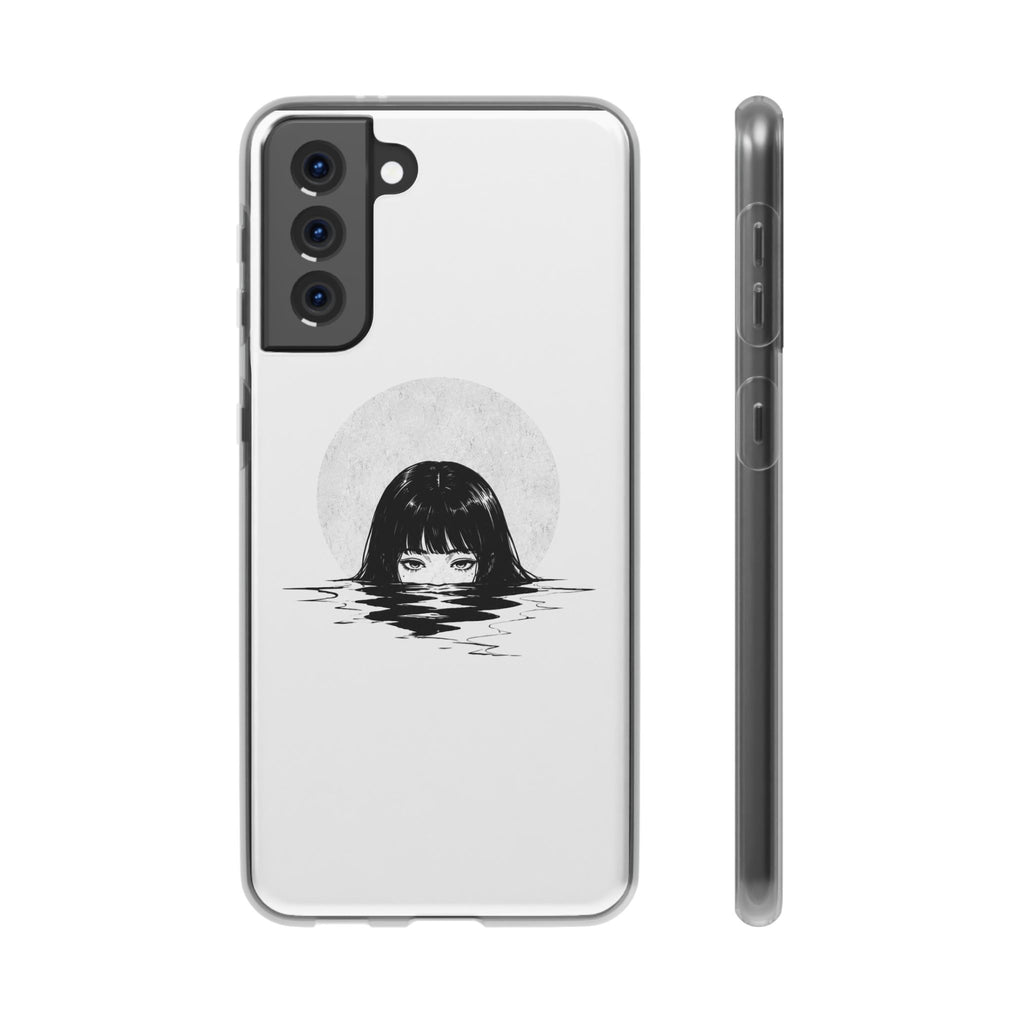 Minimalist Creepy Girl Moon Design